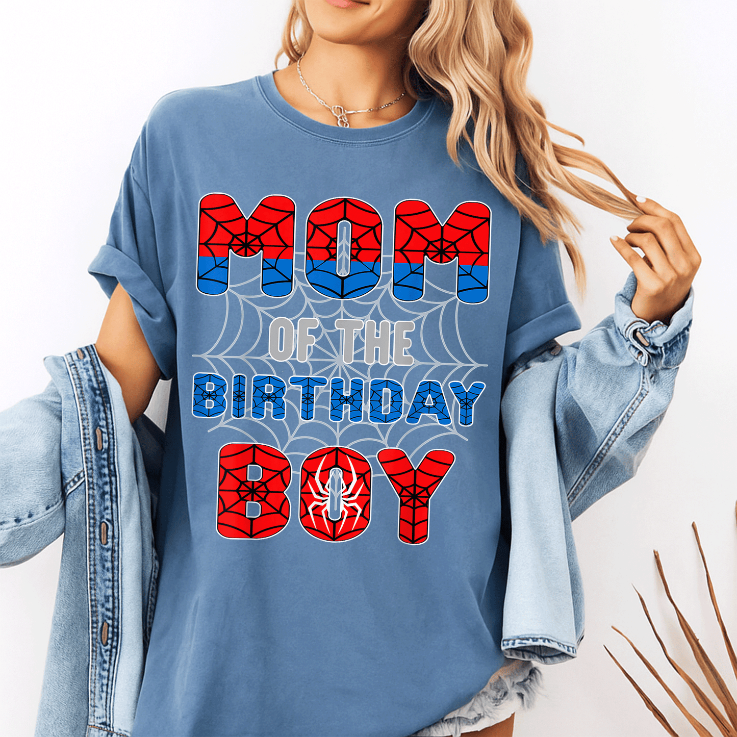 Spider Web Birthday Party T-Shirt for Mom of the Birthday Boy Fun and Festive Design Perfect for Celebration and Family Events - 10