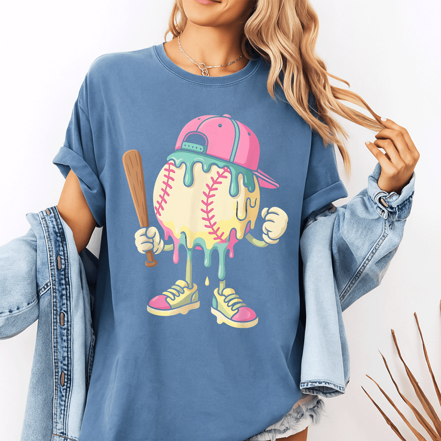 Stylish Ice Cream Drip Baseball T-Shirt for Girls Perfect for Summer Fun and Sporty Outfits - Cute and Trendy Design - 10