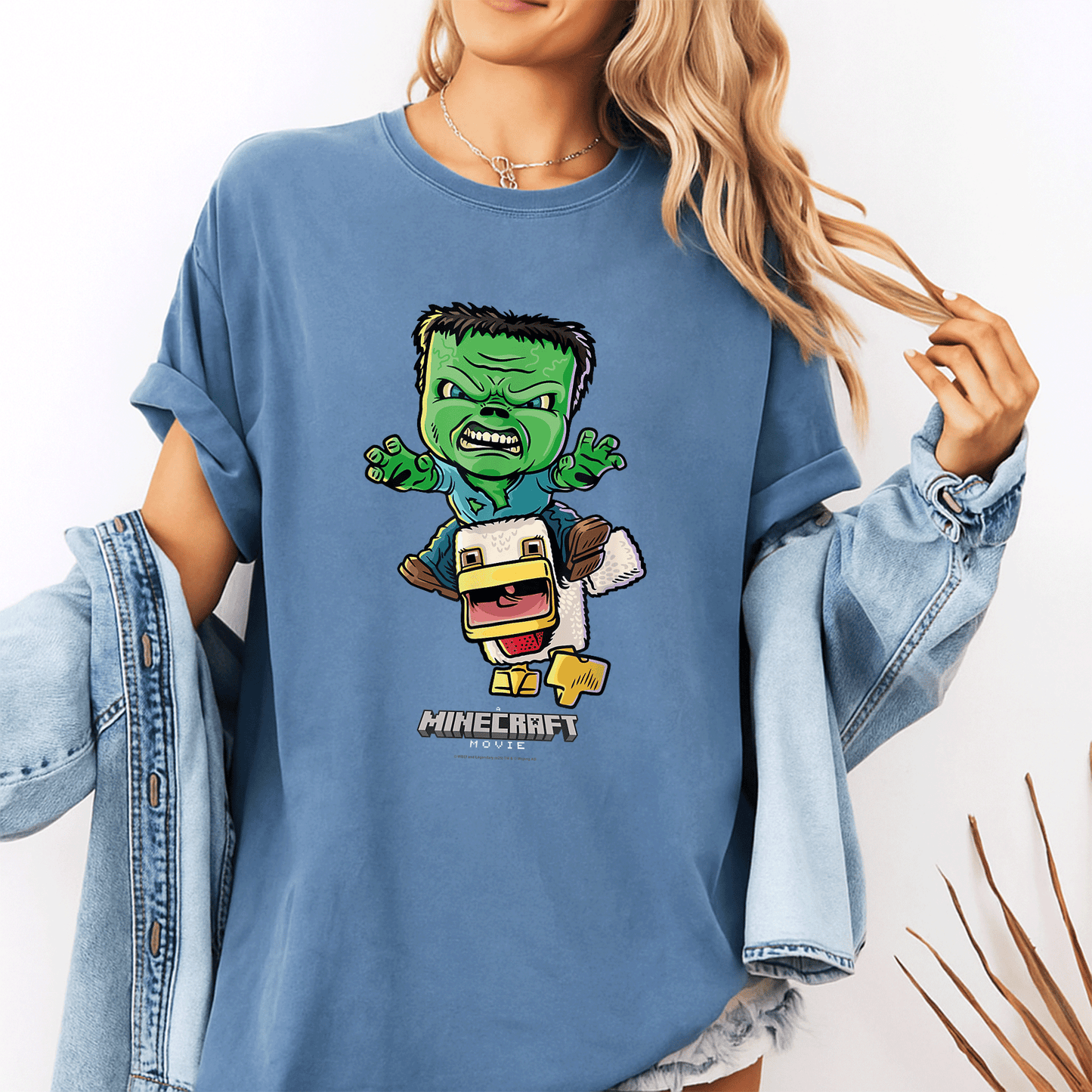 Cute Minecraft Movie Chicken Jockey Baby Zombie Animated T-Shirt for Gamers - Fun and Unique Graphic Tee for Kids and Adults - 10