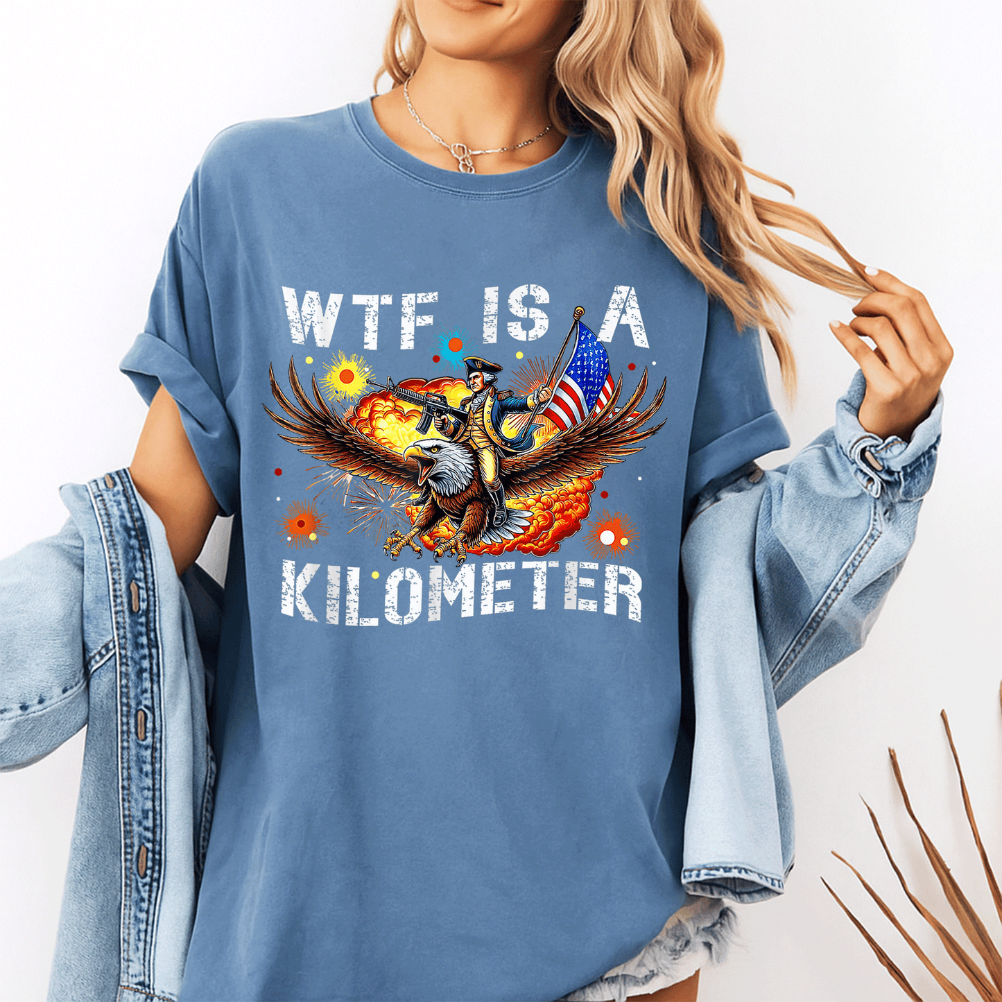 Retro WTF Is A Kilometer Funny Patriotic American Freedom T-Shirt for Proud Americans, Perfect Gift for Freedom Lovers and Road Trip Enthusiasts - 10