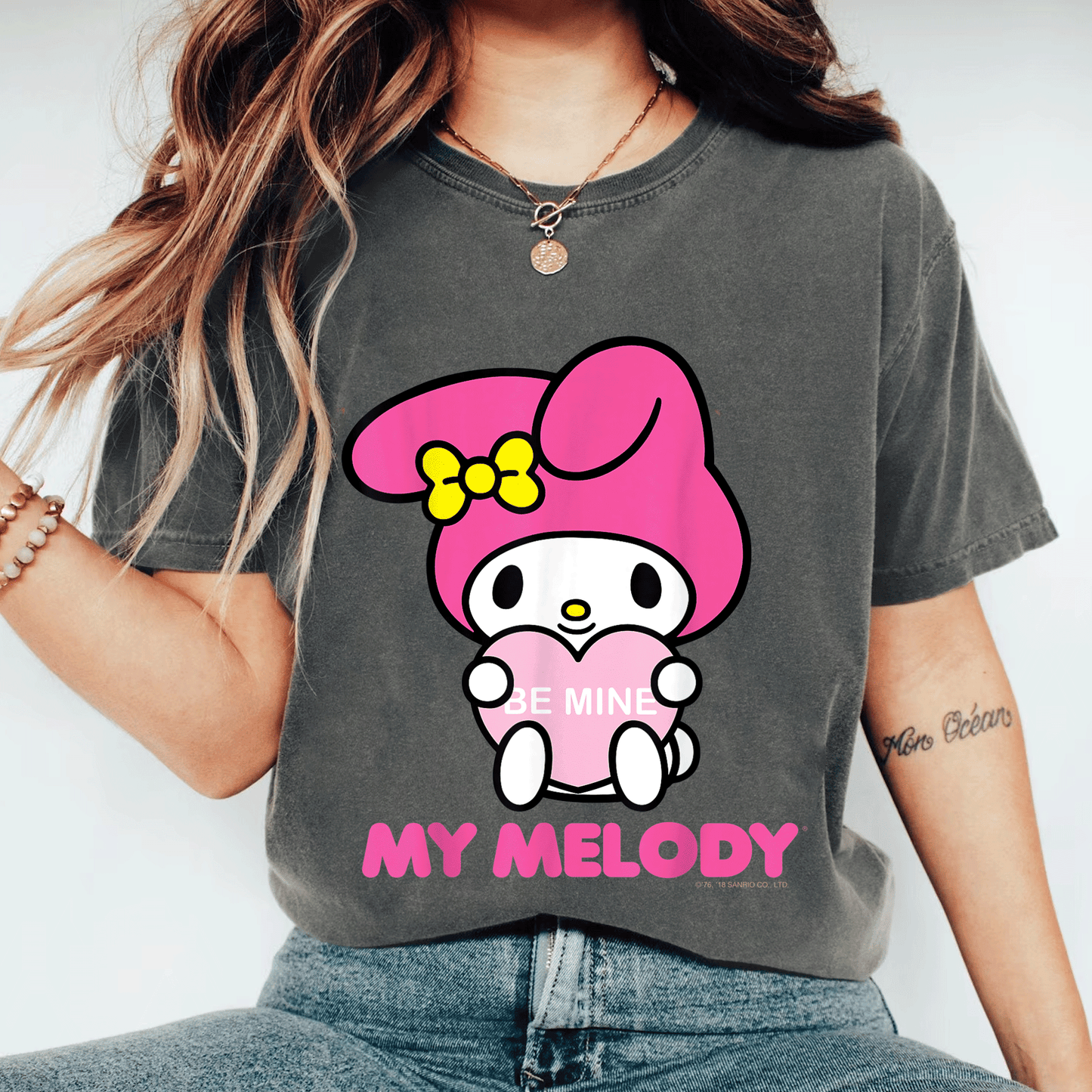 Cute My Melody Be Mine Valentine Tee Perfect for Lovebirds and Sanrio Fans Cute and Cozy Heart Design for Valentine's Day - 11