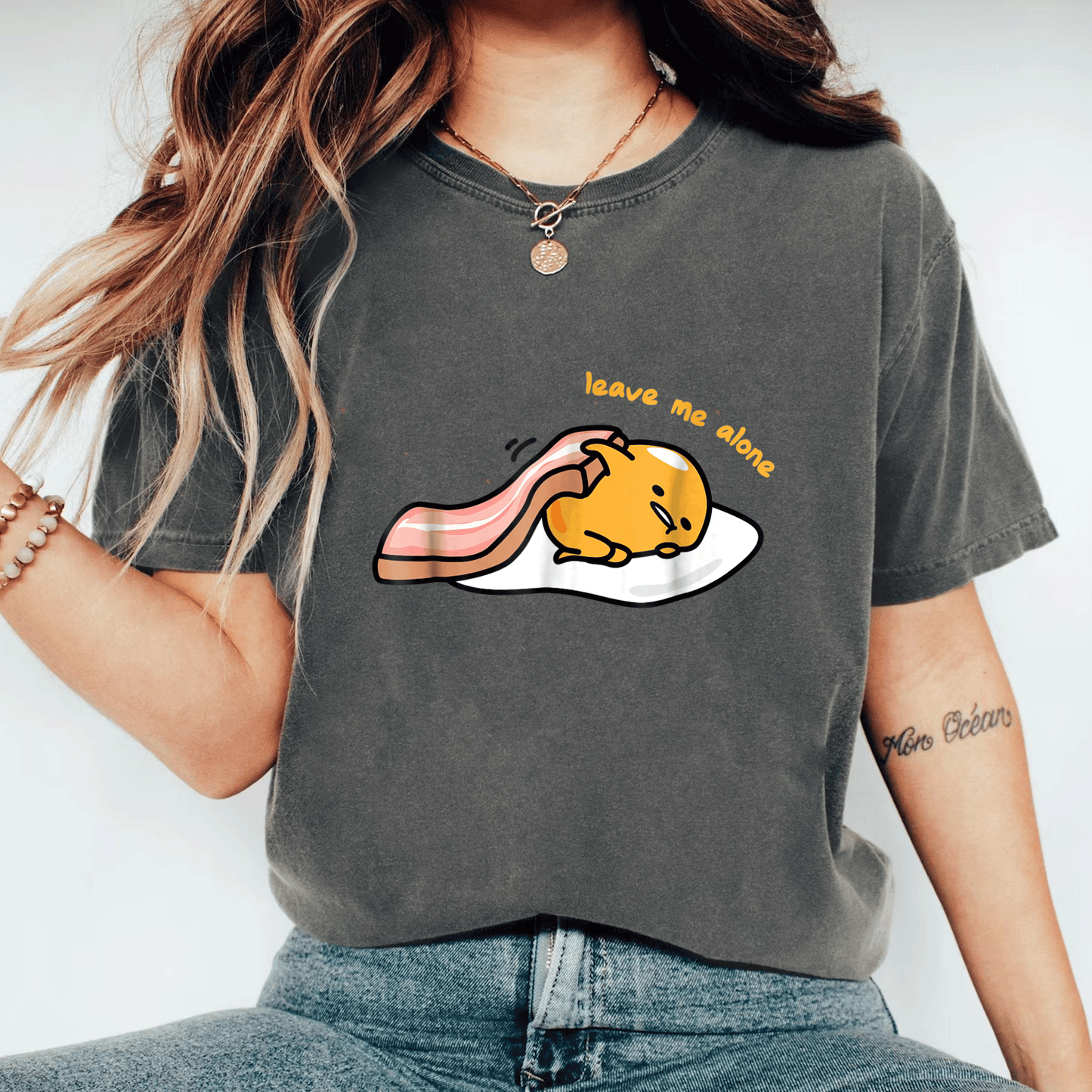Cute Gudetama Leave Me Alone Tee Shirt Perfect for Lazy Days and Chill Vibes, Adorable Egg Character Graphic Design - 11