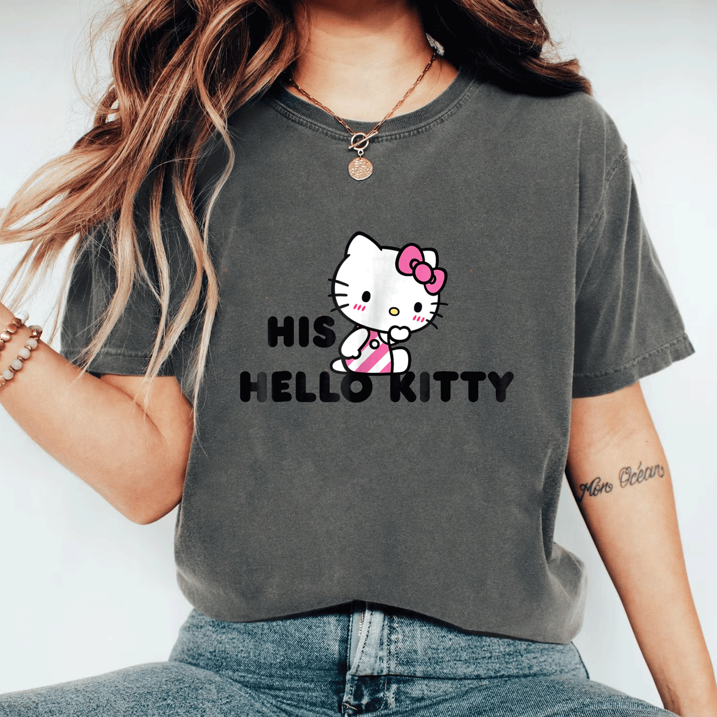 Cute Hello Kitty and Dear Daniel Couples Tee Shirt for Matching Outfits, Perfect for Romantic Dates and Sweet Memories - 11