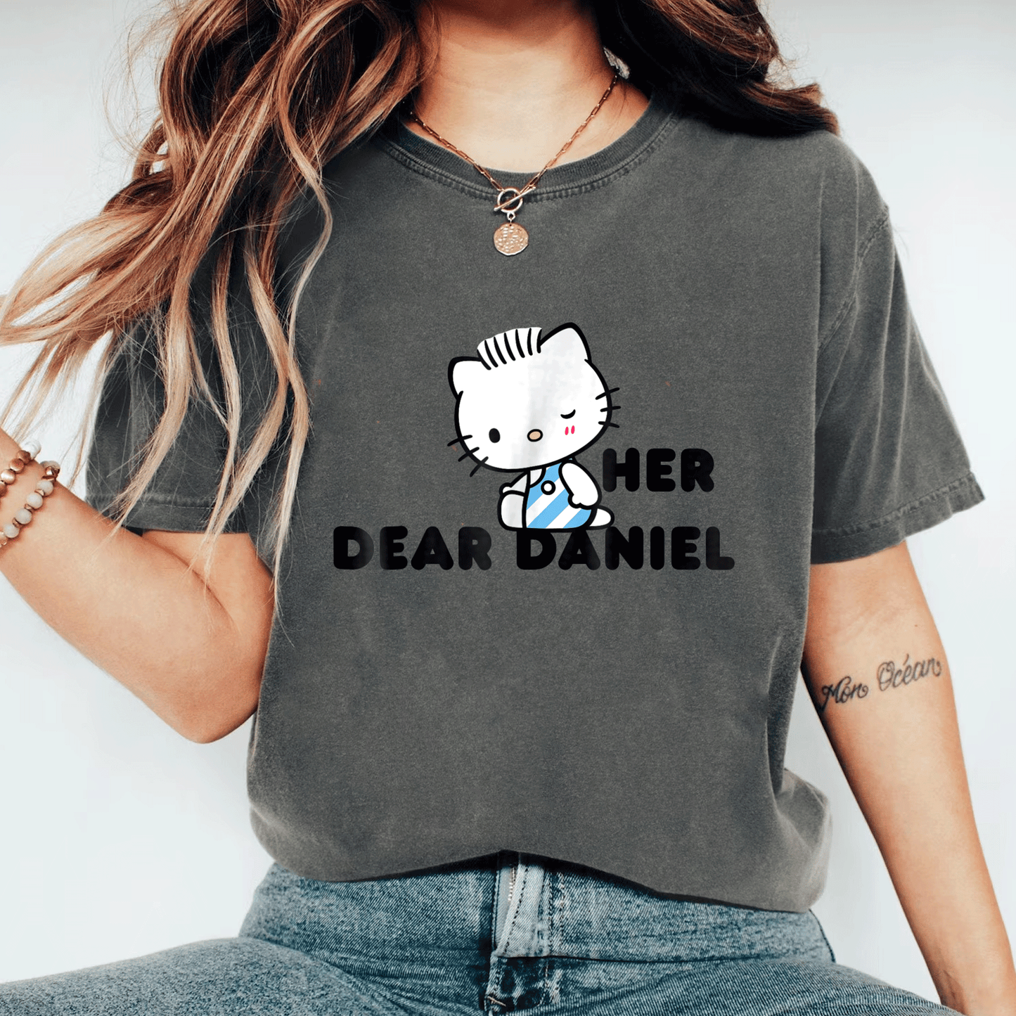 Cute Hello Kitty and Dear Daniel Couples Tee Shirt for Matching Outfits, Perfect Gift for Him and Her, Adorable Cartoon Design - 11