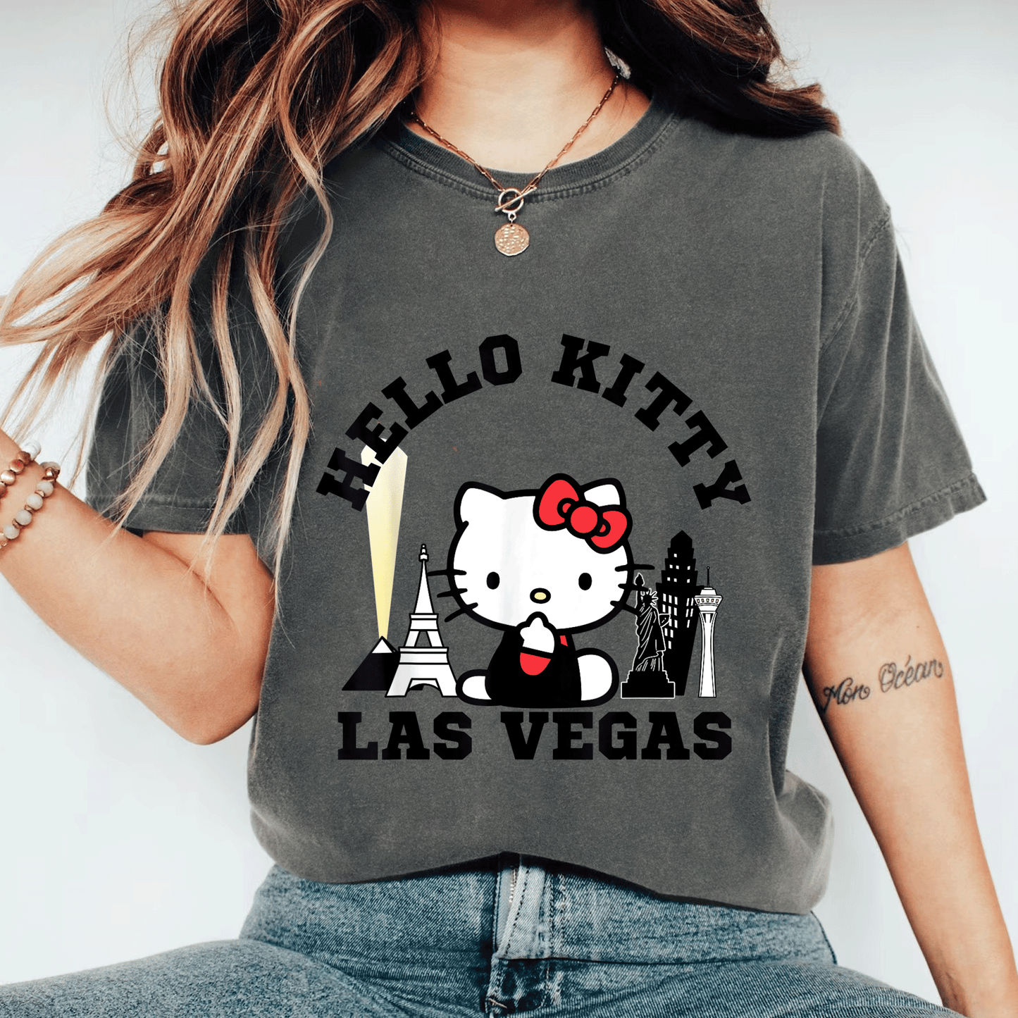 Cute Hello Kitty Viva Las Vegas Tee Shirt - Adorable Kitty Graphic Tee for Fun Lovers, Perfect for Trips or Casual Wear - 11