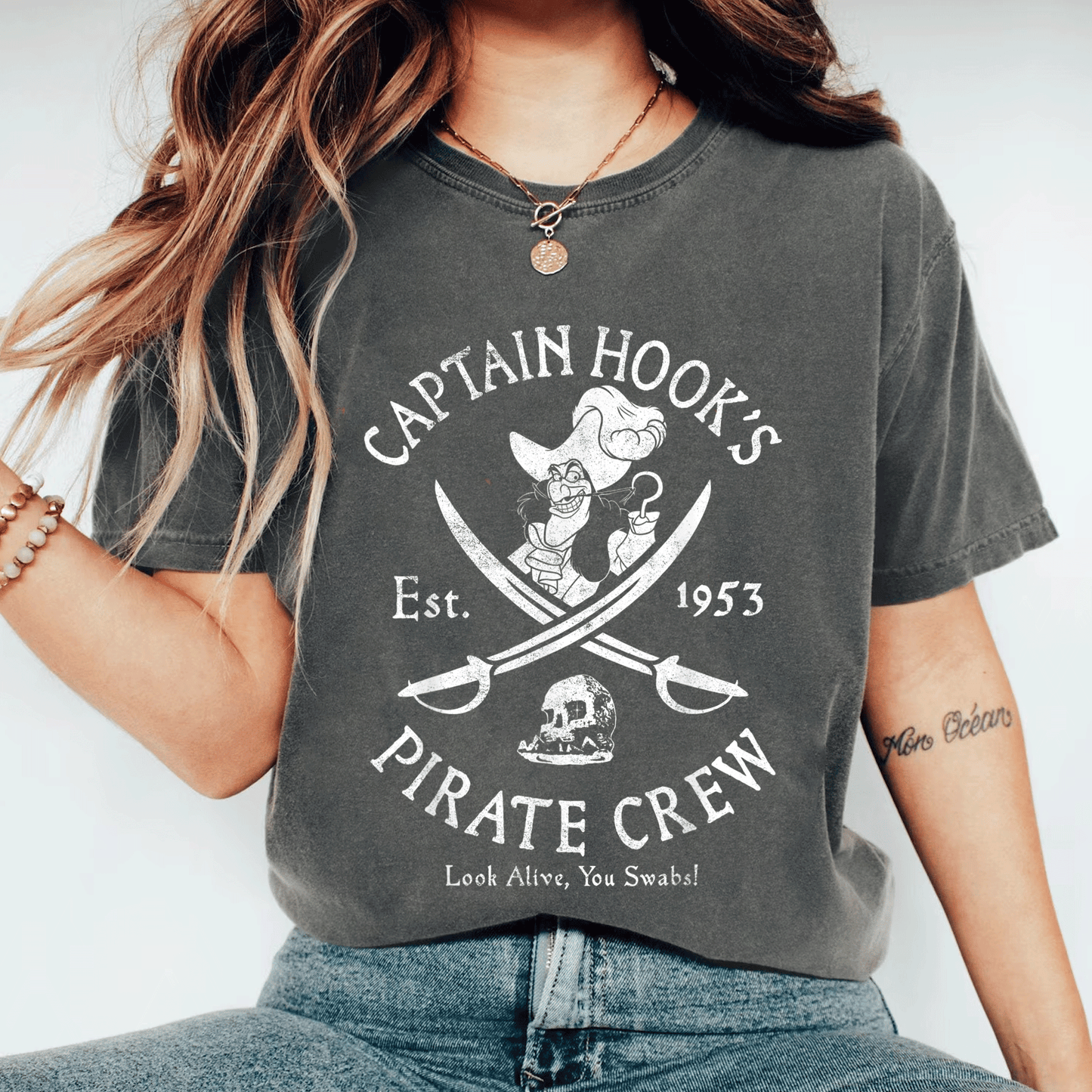 Disney Villains Captain Hook Pirate Crew Established 1953 Logo T-Shirt for Fans of Classic Animation and Adventure - 11