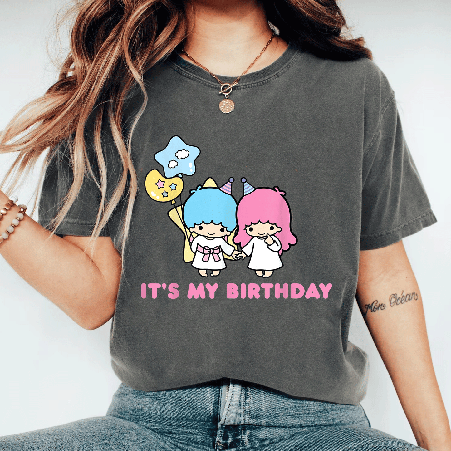 Little Twin Stars It's My Birthday T-Shirt Cute Kawaii Birthday Tee for Kids and Adults, Colorful and Fun Design - 11