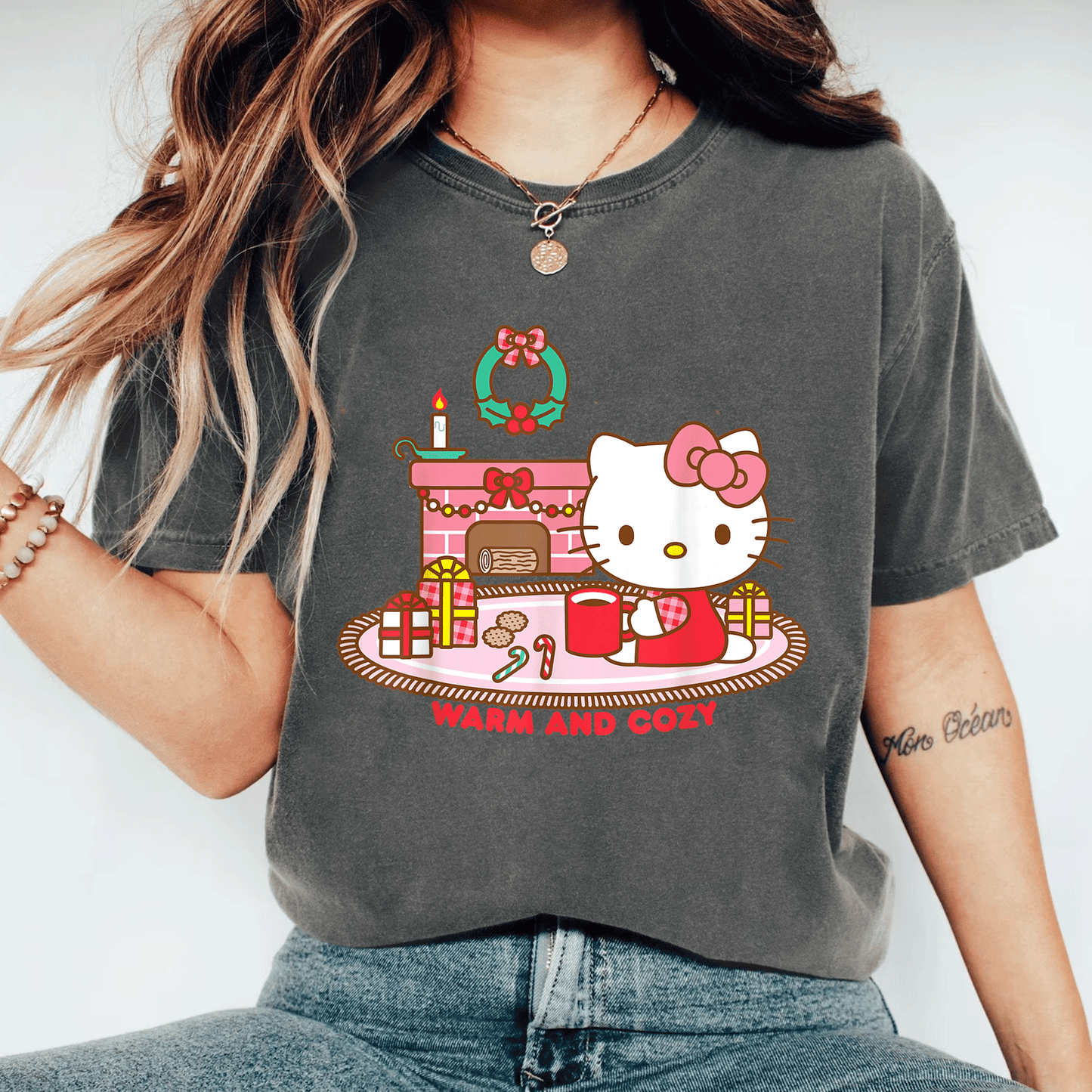 Cozy Up with Hello Kitty This Christmas - Cute and Comfortable Holiday T-Shirt for Festive Fun and Cheer - 11