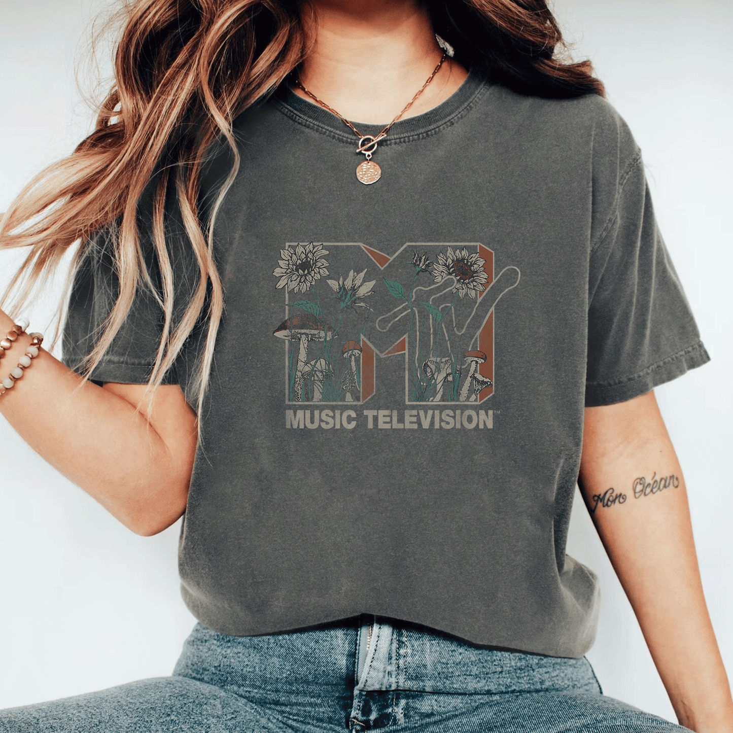MTV Wild Flower Mushrooms Logo T-Shirt for Music Lovers - Trendy and Unique Graphic Tee for Creative Styles - 11