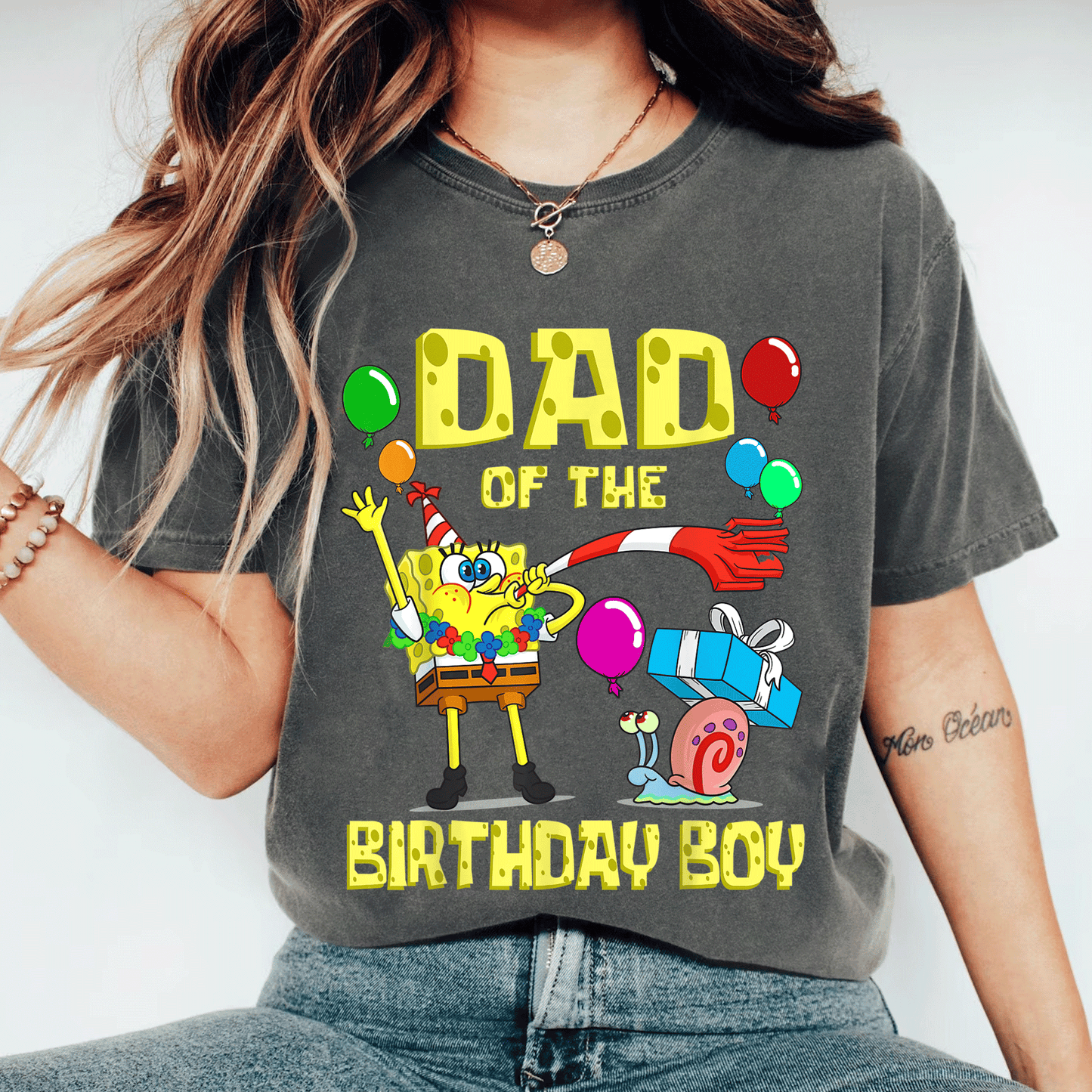 SpongeBob SquarePants Daddy of the Birthday Boy Theme Party T-Shirt for Fun Celebrations and Memorable Birthdays - 11