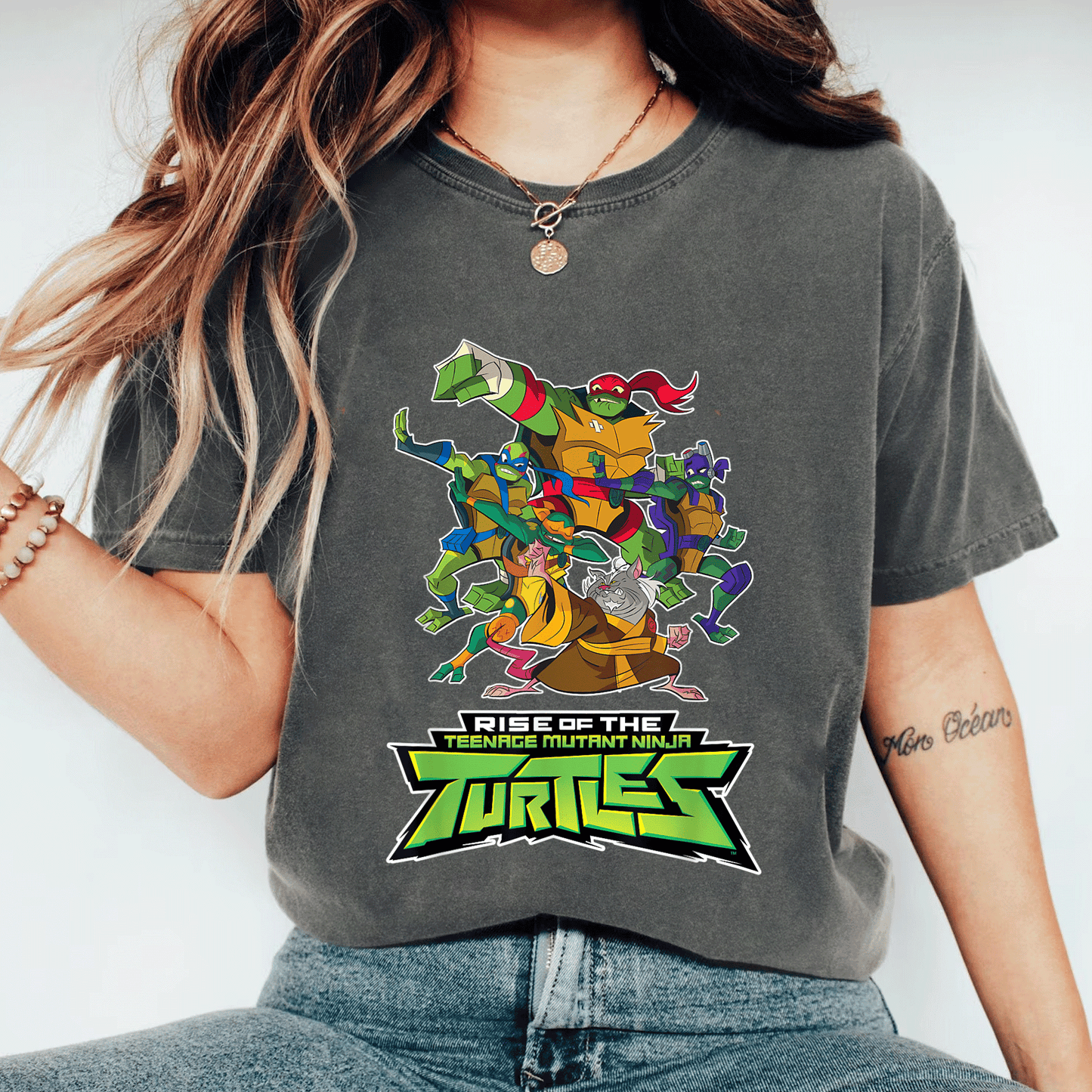 Mademark x Teenage Mutant Ninja Turtles Splinter & The Turtles Rise Graphic T-Shirt for Fans of Classic Animation Adventures - 11