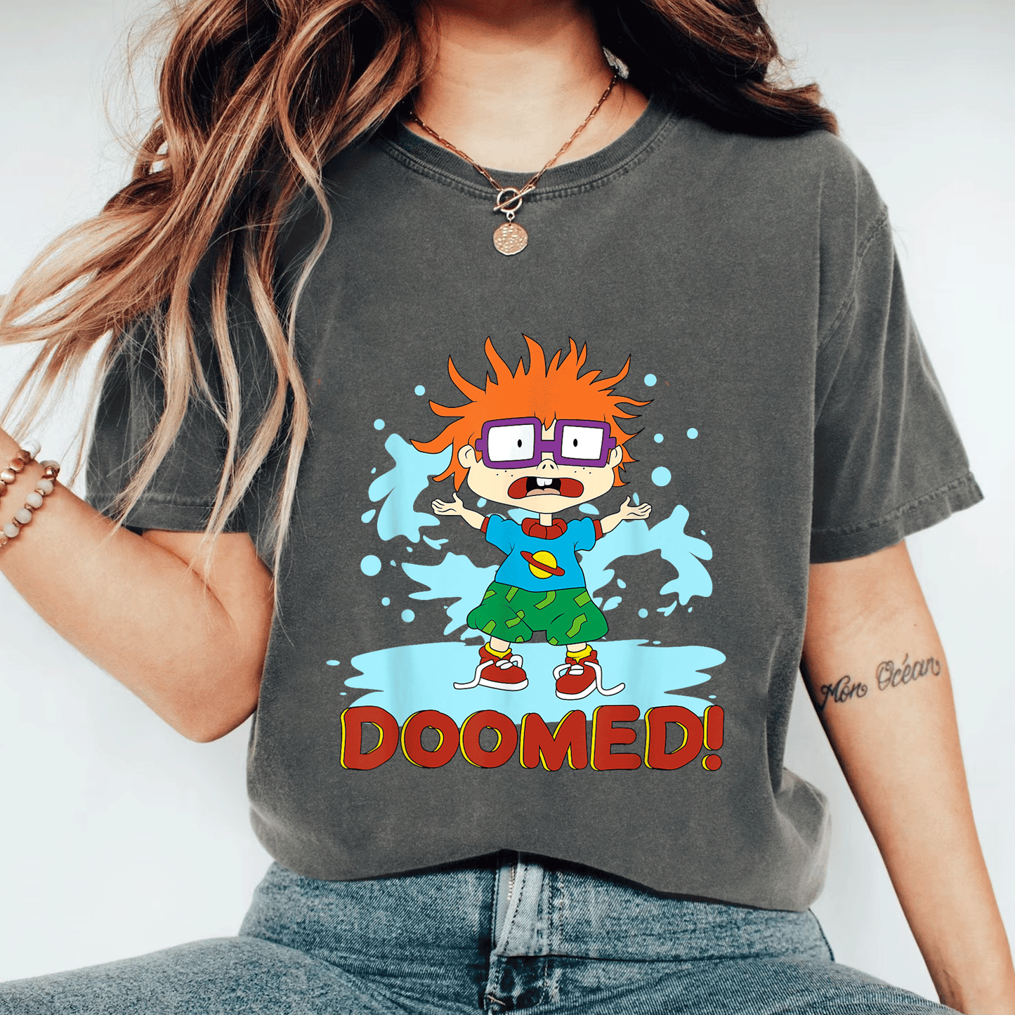 Mademark x Rugrats Chuckie T-Shirt - Fun and Colorful Cartoon Design for Nostalgic Fans of the Classic Show! - 11
