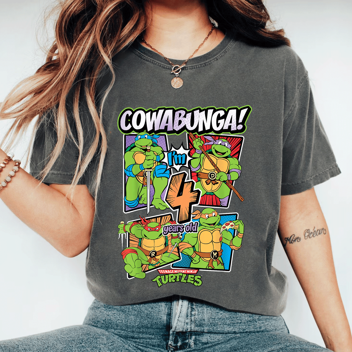 Cowabunga I'm 4 Years Old TMNT T-Shirt for Kids | Fun Teenage Mutant Ninja Turtles Birthday Tee | Perfect Gift for Little Fans - 11