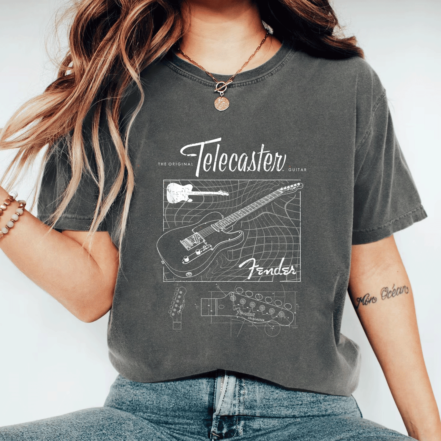 Fender Original Telecaster Guitar Schematic Poster T-Shirt for Music Lovers and Guitar Enthusiasts, Stylish and Unique Design - 11