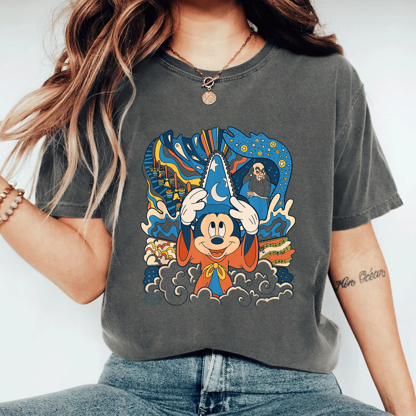 Retro Disney Fantasia Sorcerer's Apprentice Mickey Mouse T-Shirt – Classic Animation Style Graphic Tee for Fans - 11