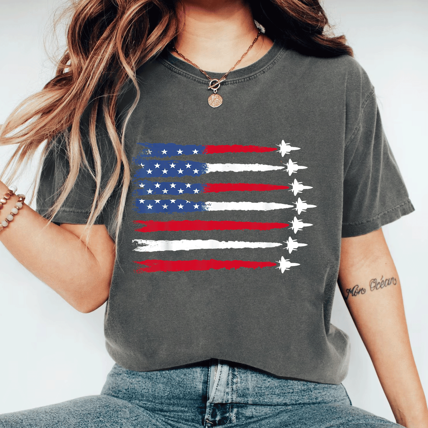 Patriotic USA Flag Fighter Jets 4th of July T-Shirt for Men and Women - Celebrate Independence Day in Style! - 11