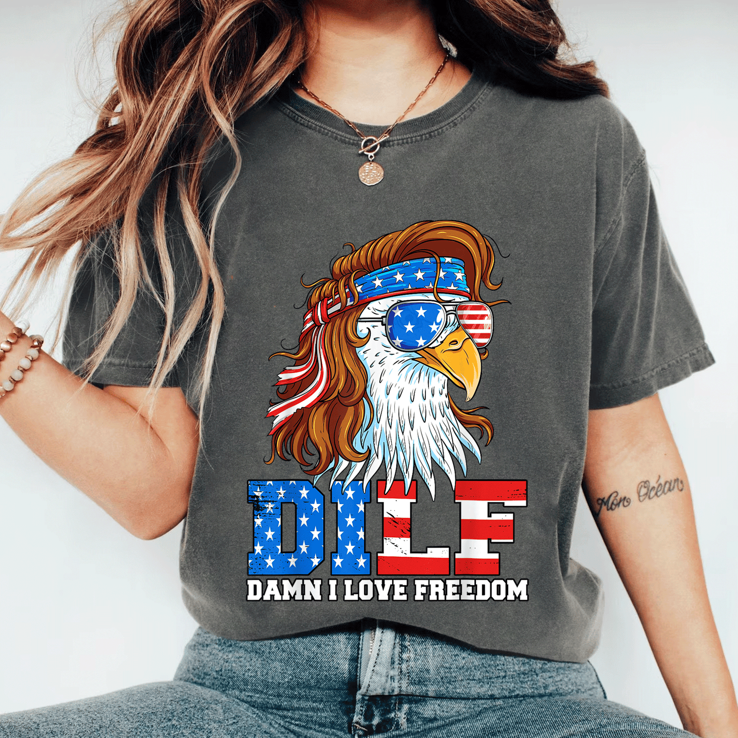 Funny DILF Damn I Love Freedom Eagle T-Shirt for Patriotic 4th of July Celebrations - Perfect Gift for Dad! - 11