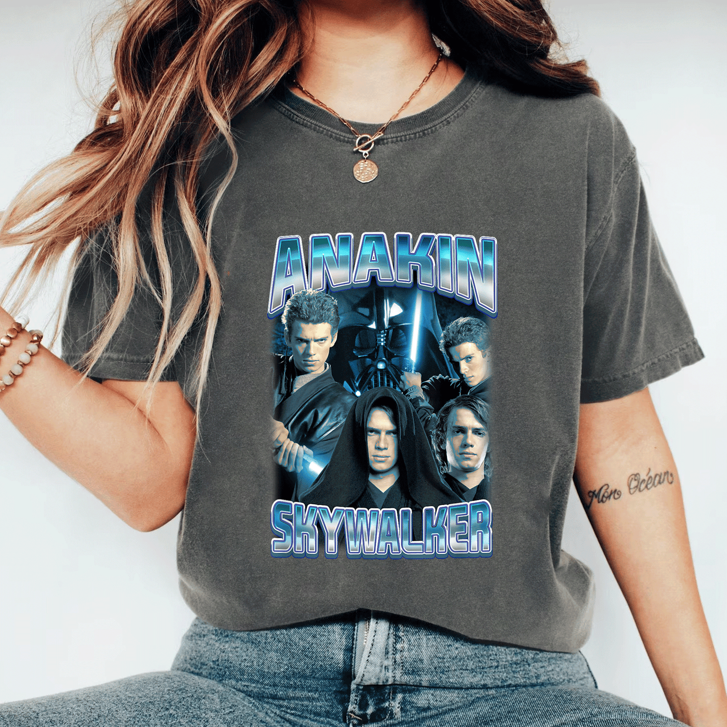 Star Wars Classic Anakin Skywalker Photo Collage Poster T-Shirt for Fans - Stylish Graphic Tee Celebrating Iconic Sith Lord - 11