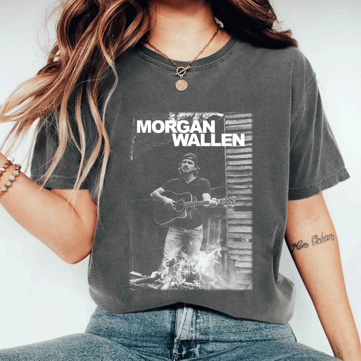 Official Morgan Wallen Guitar Photo T-Shirt - Stylish Tribute to Country Music Icon with Striking Graphic Design - 11