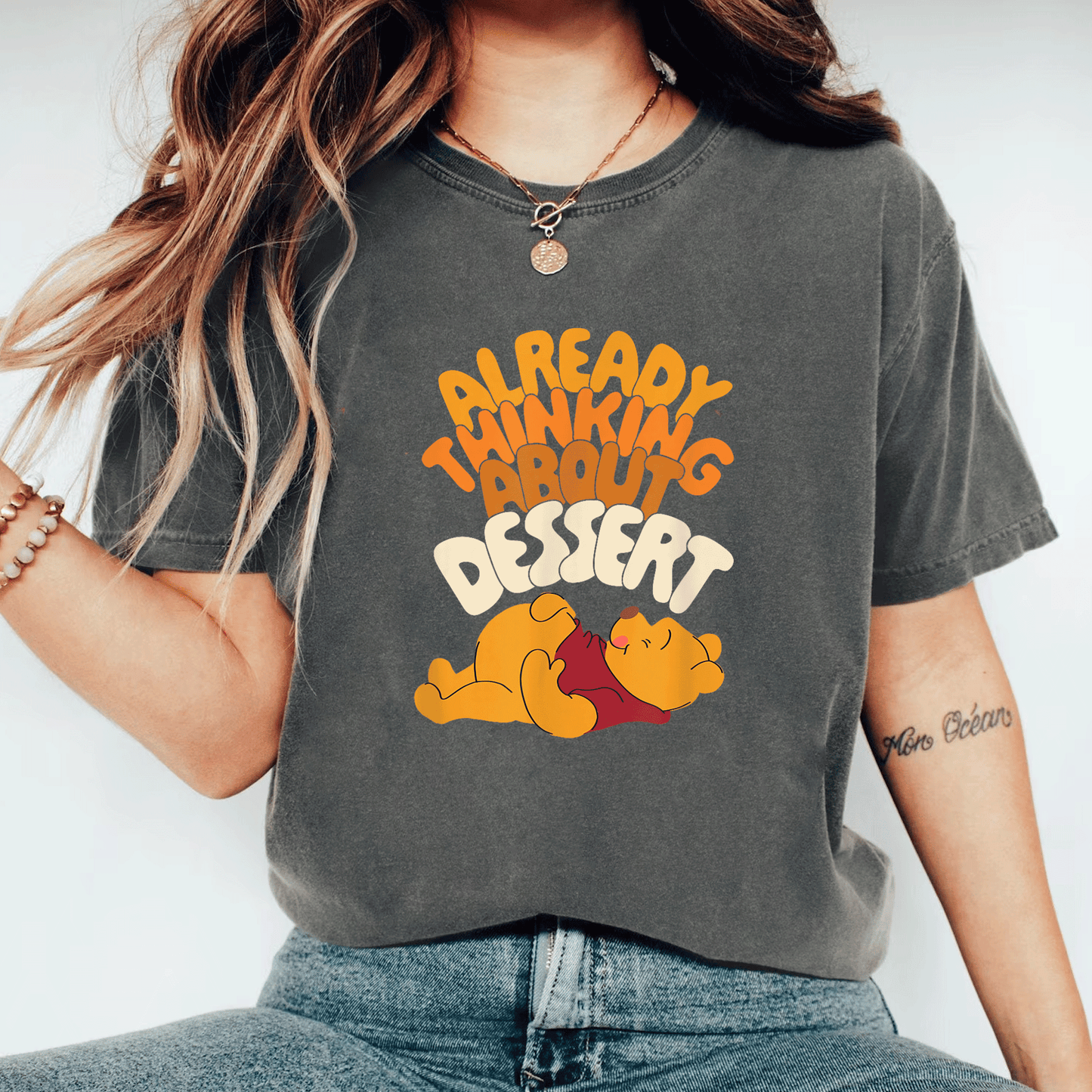 Cute Amazon Essentials Winnie the Pooh Thanksgiving T-Shirt Perfect for Dessert Lovers and Family Celebrations - 11