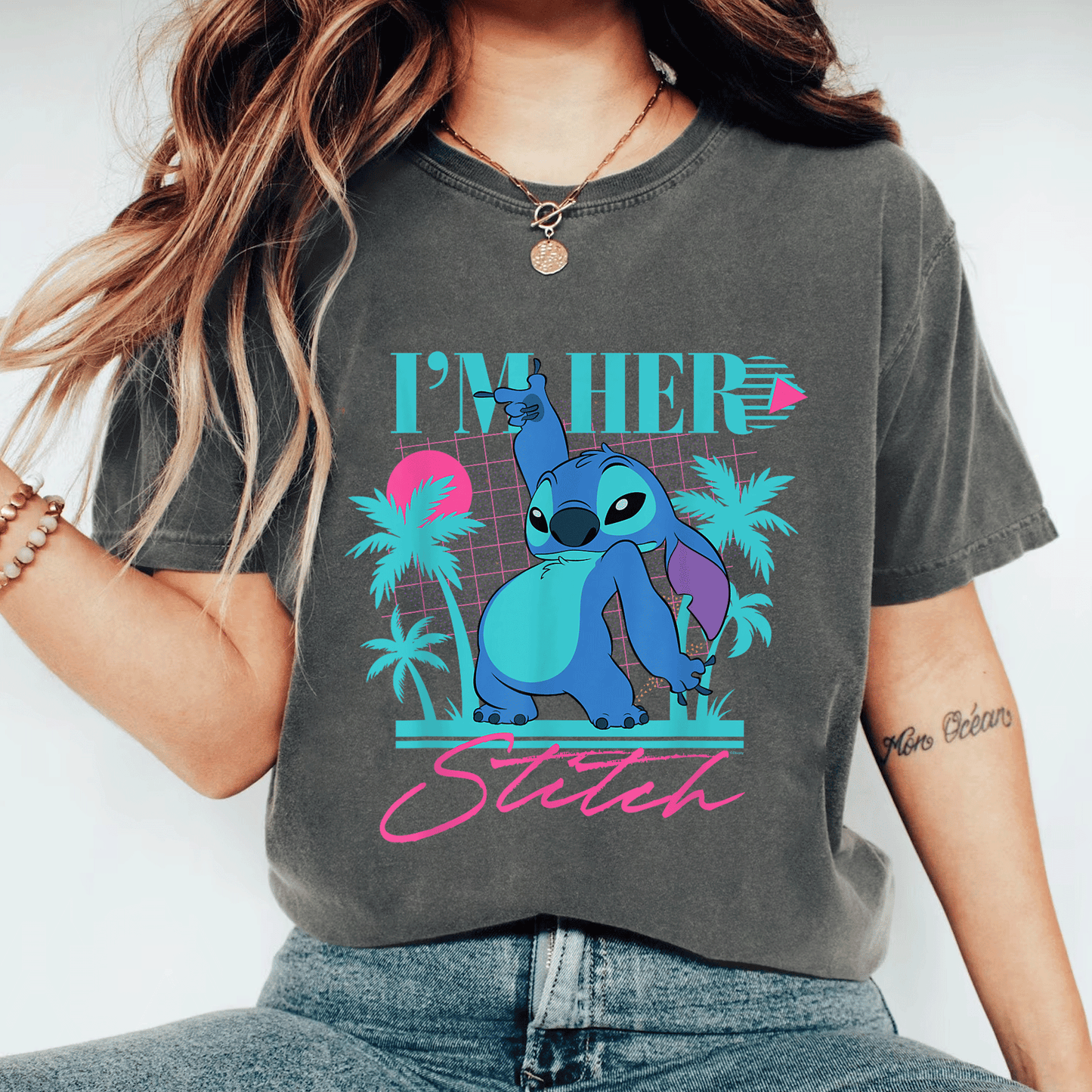 Disney Stitch Retro 90s Couples Matching T-Shirt I'm Her Stitch Cute Design for Lovebirds Perfect Gift for Him and Her - 11