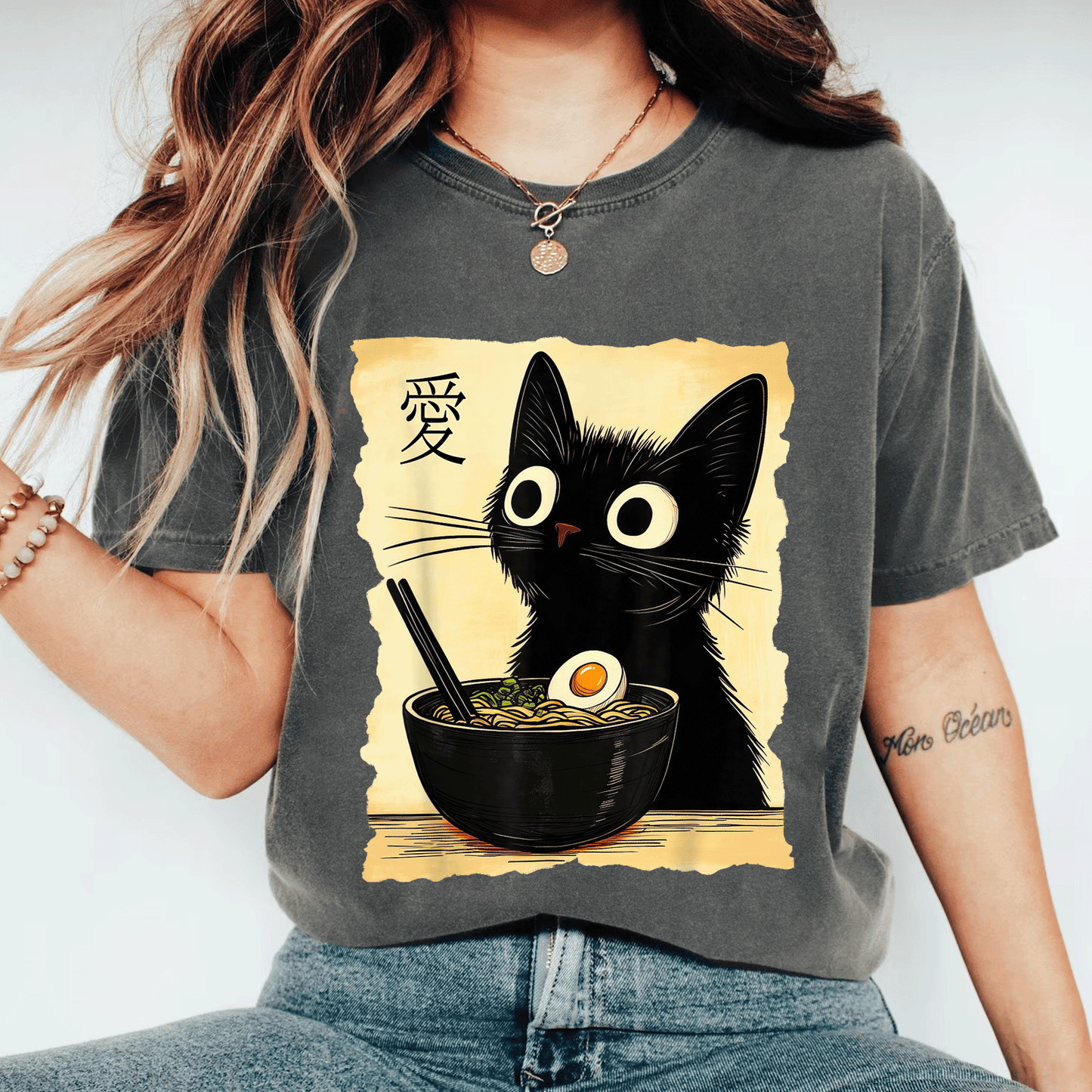 Funny Cat Ramen Graphic Tee - Cute Japanese Kawaii Anime Cat T-Shirt for Cat Lovers and Anime Fans, Perfect Gift! - 11