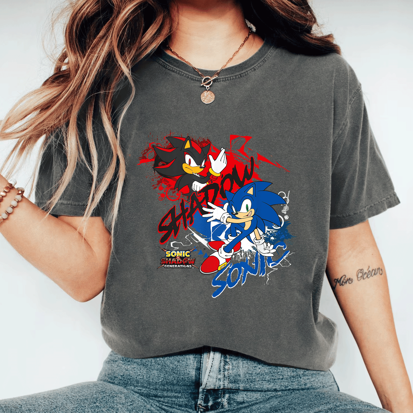 Sonic X Shadow Generations T-Shirt Featuring Iconic Duo Shadow and Sonic in Dynamic Design for Fans of All Ages - 11