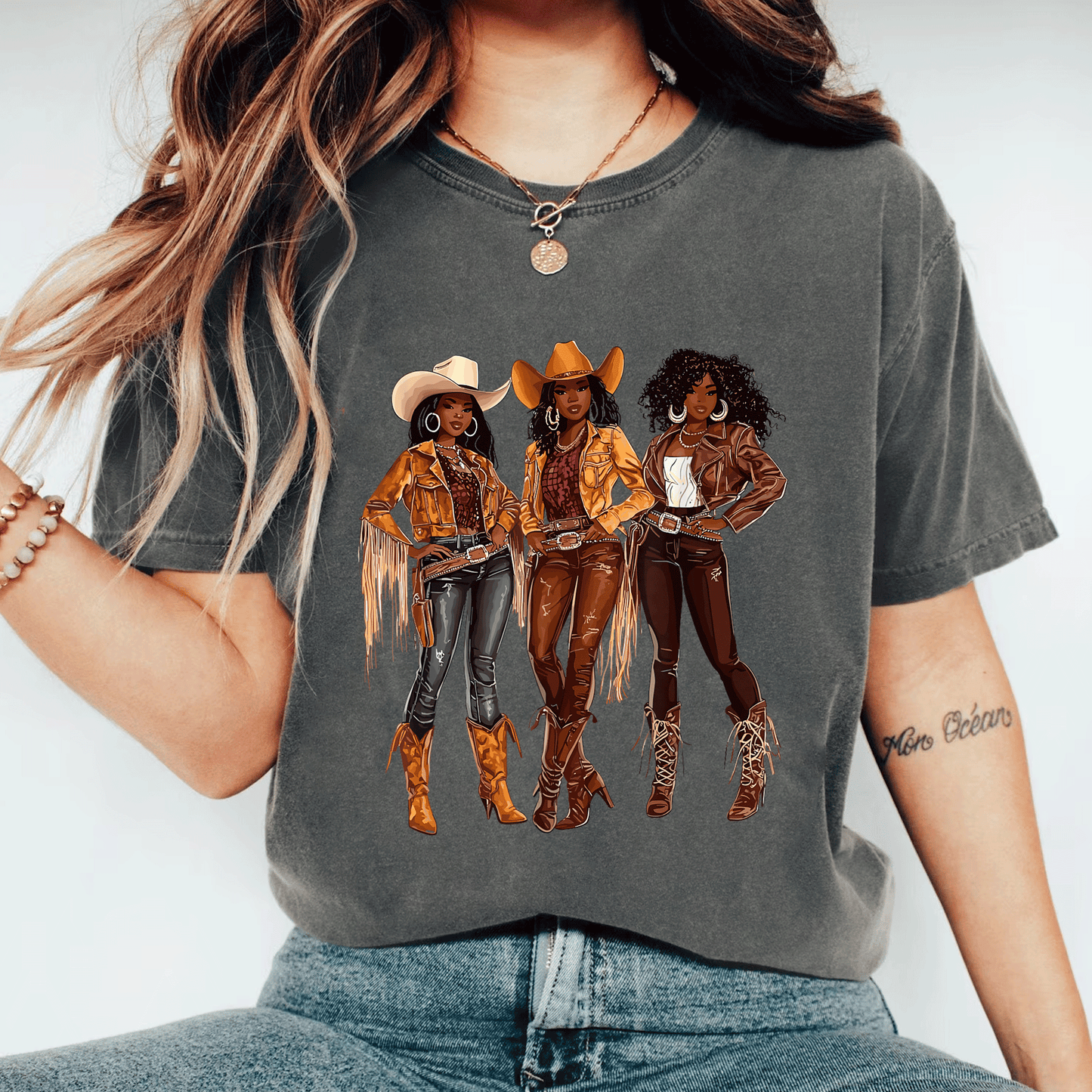 Stylish Black African American Cowgirl T-Shirt for Rodeo Fans in Western Country Texas - Perfect for All Occasions! - 11
