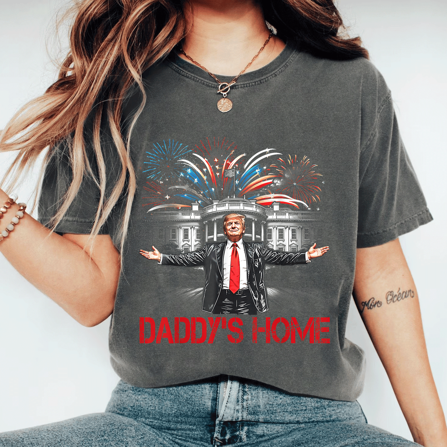 Daddy's Home White House 2025 President Trump T-Shirt for Supporters - Fun Design Showcasing Trump in a Bold Style - 11