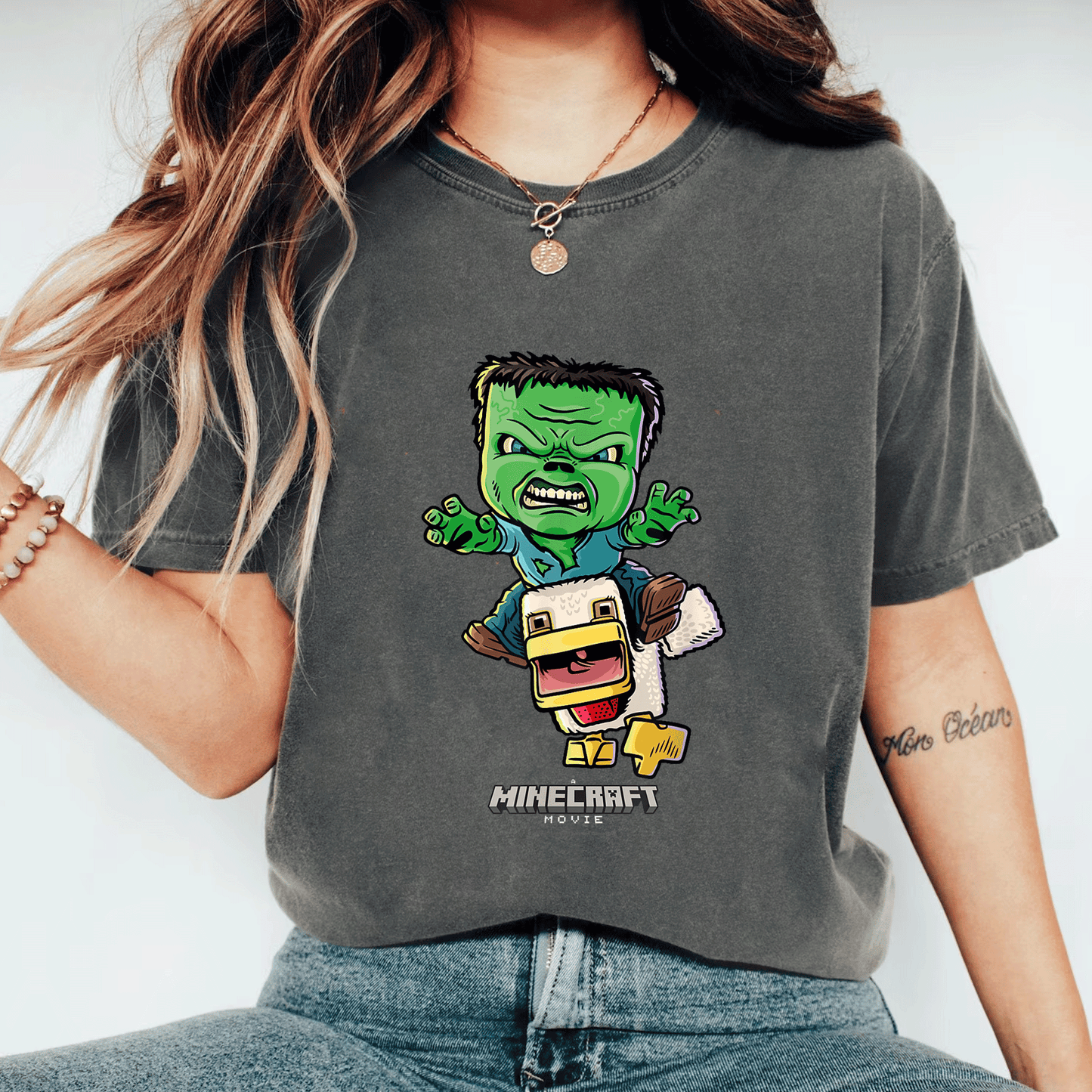 Cute Minecraft Movie Chicken Jockey Baby Zombie Animated T-Shirt for Gamers - Fun and Unique Graphic Tee for Kids and Adults - 11