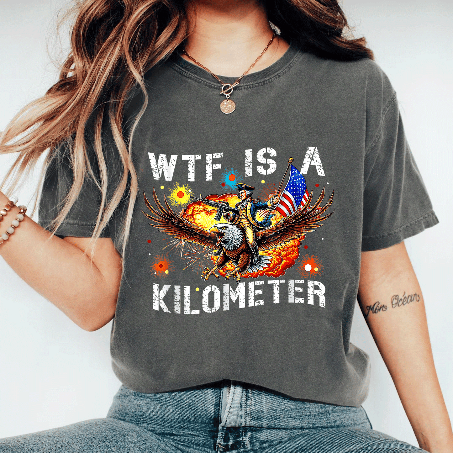 Retro WTF Is A Kilometer Funny Patriotic American Freedom T-Shirt for Proud Americans, Perfect Gift for Freedom Lovers and Road Trip Enthusiasts - 11