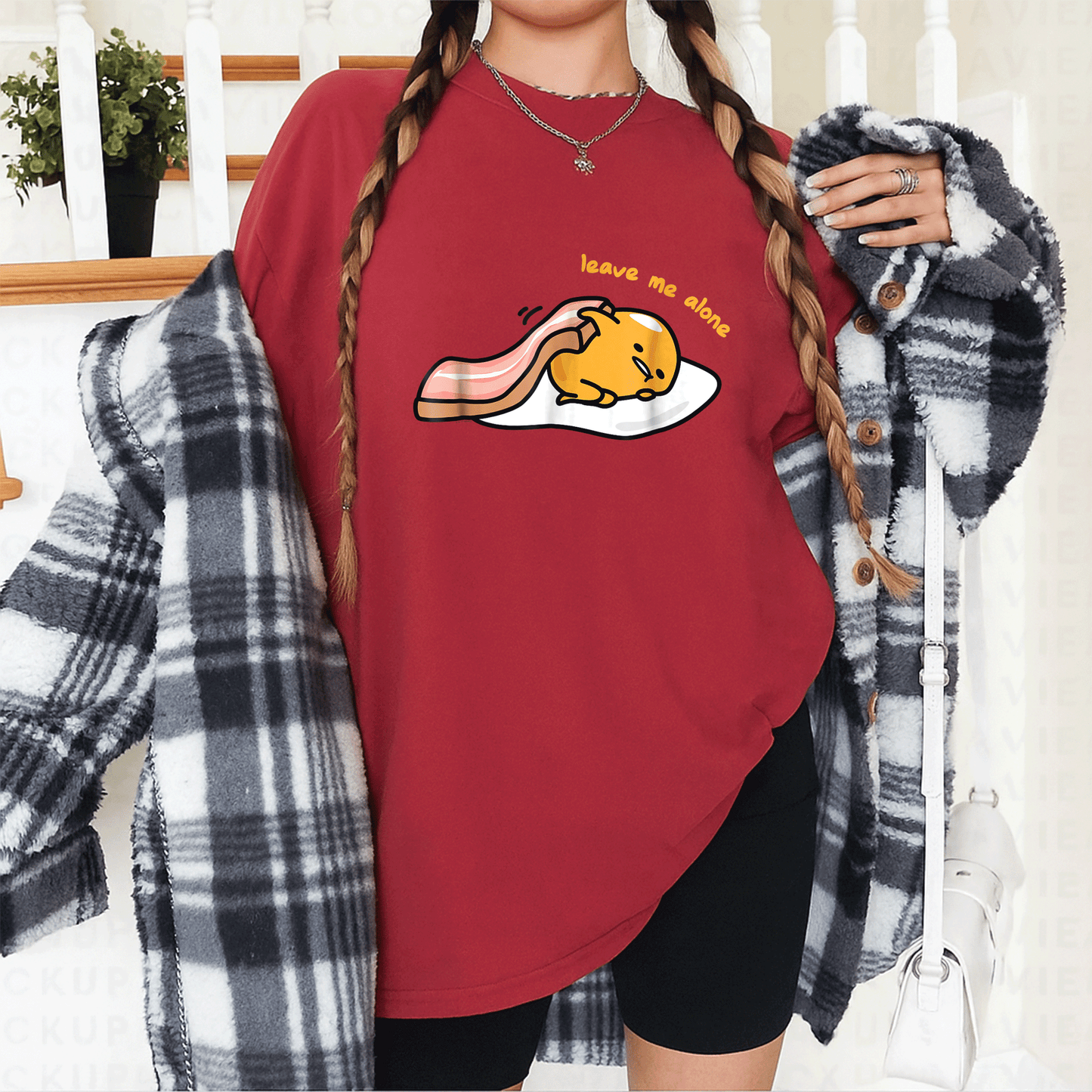 Cute Gudetama Leave Me Alone Tee Shirt Perfect for Lazy Days and Chill Vibes, Adorable Egg Character Graphic Design - 12