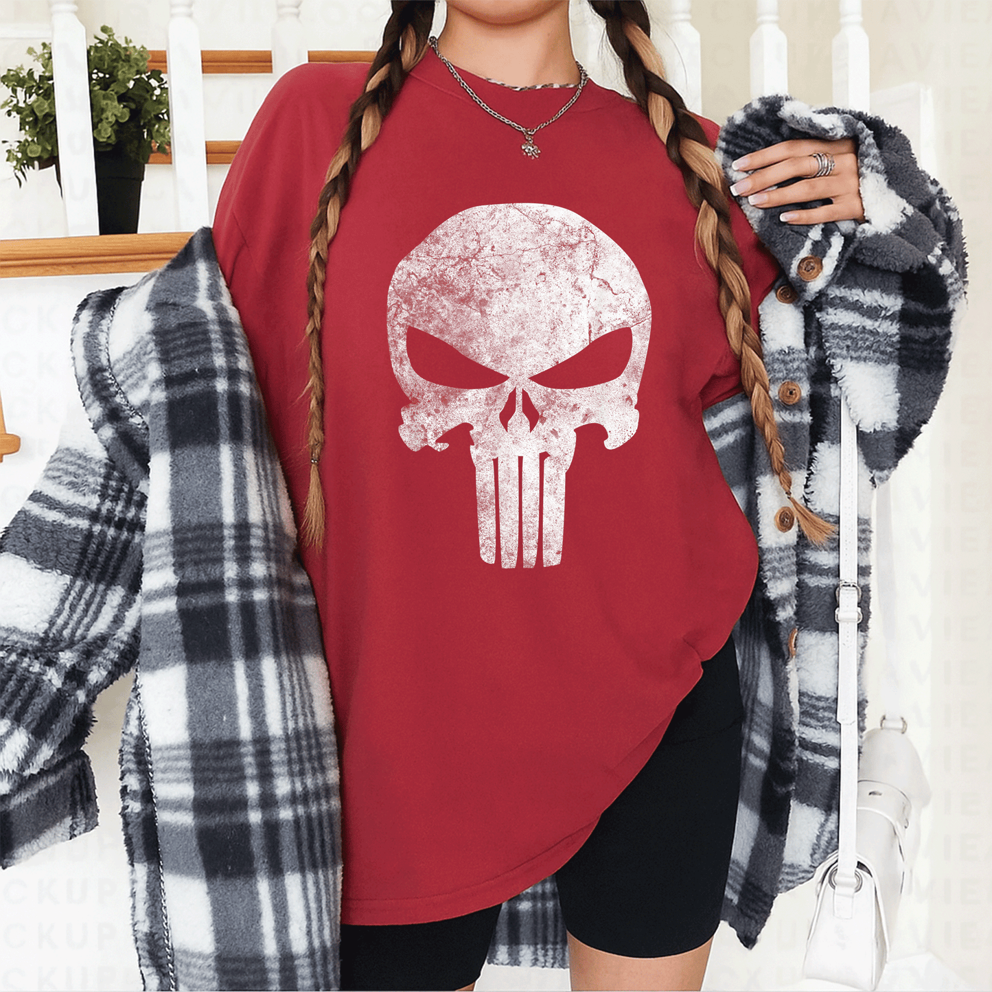 Stylish Marvel Punisher Skull Symbol Distressed Graphic T-Shirt for Fans - Perfect Gift for Comic Book Lovers and Casual Wear - 12