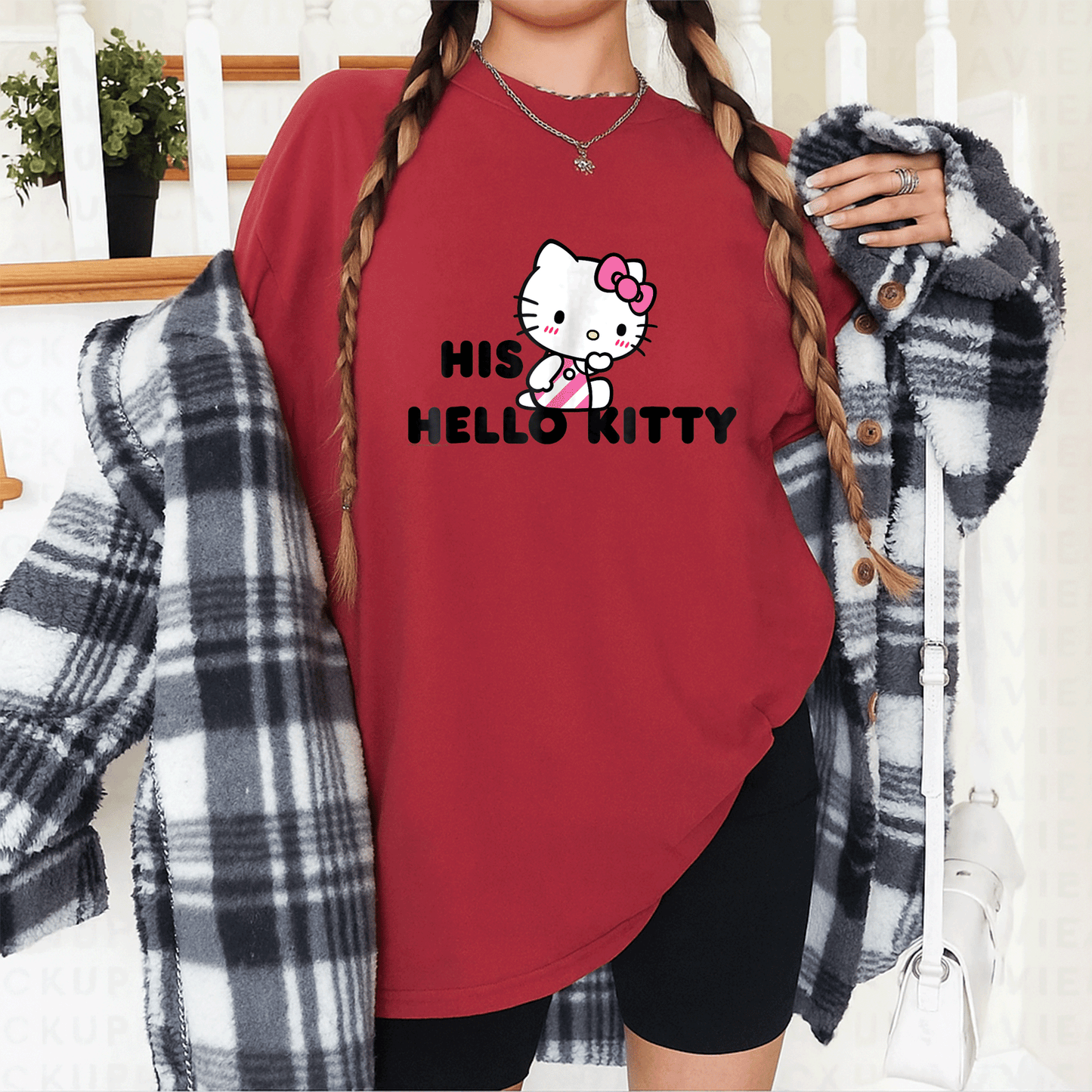 Cute Hello Kitty and Dear Daniel Couples Tee Shirt for Matching Outfits, Perfect for Romantic Dates and Sweet Memories - 12