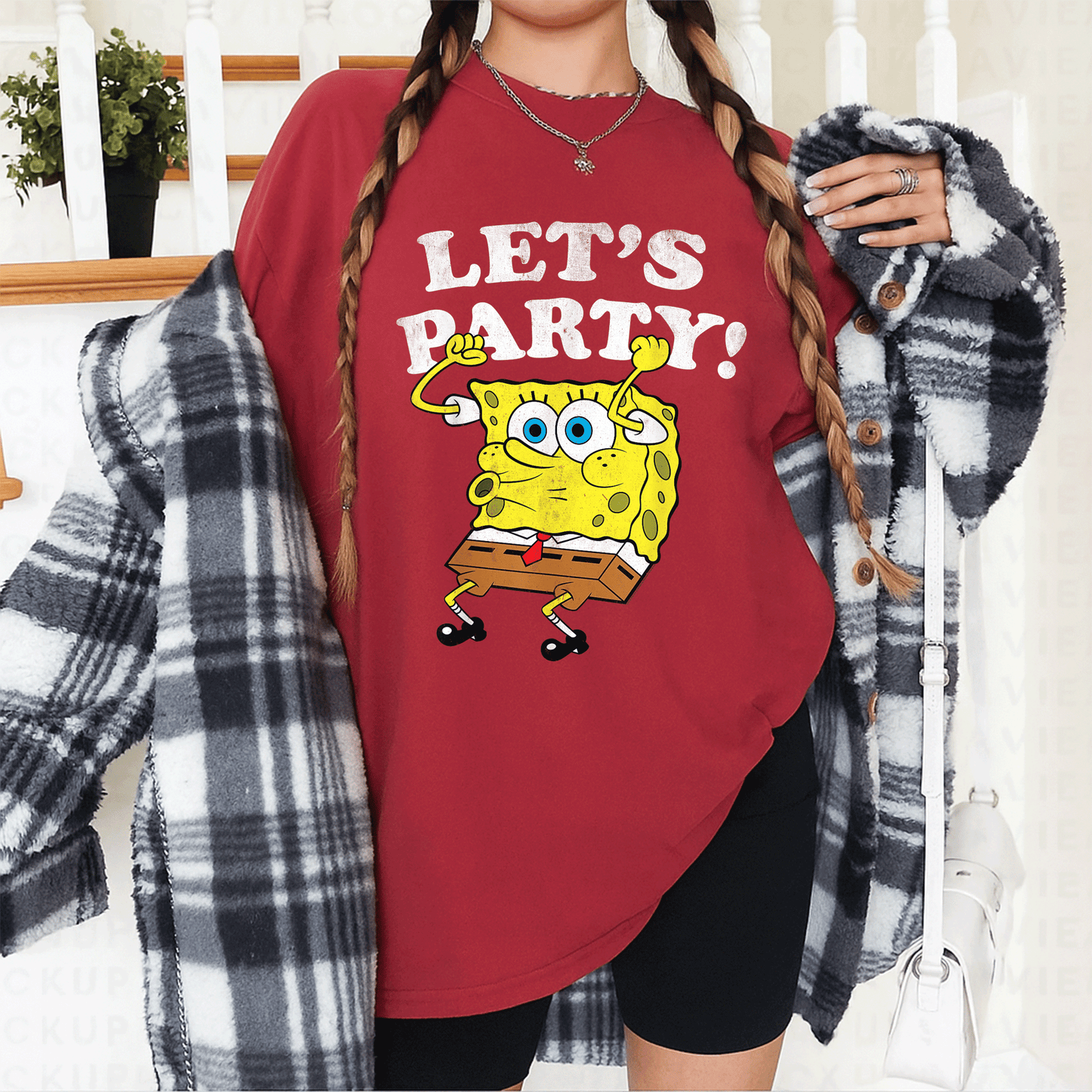 Spongebob Squarepants Lets Party T-Shirt Fun and Colorful Cartoon Design Perfect for Fans of All Ages and Celebrations - 12