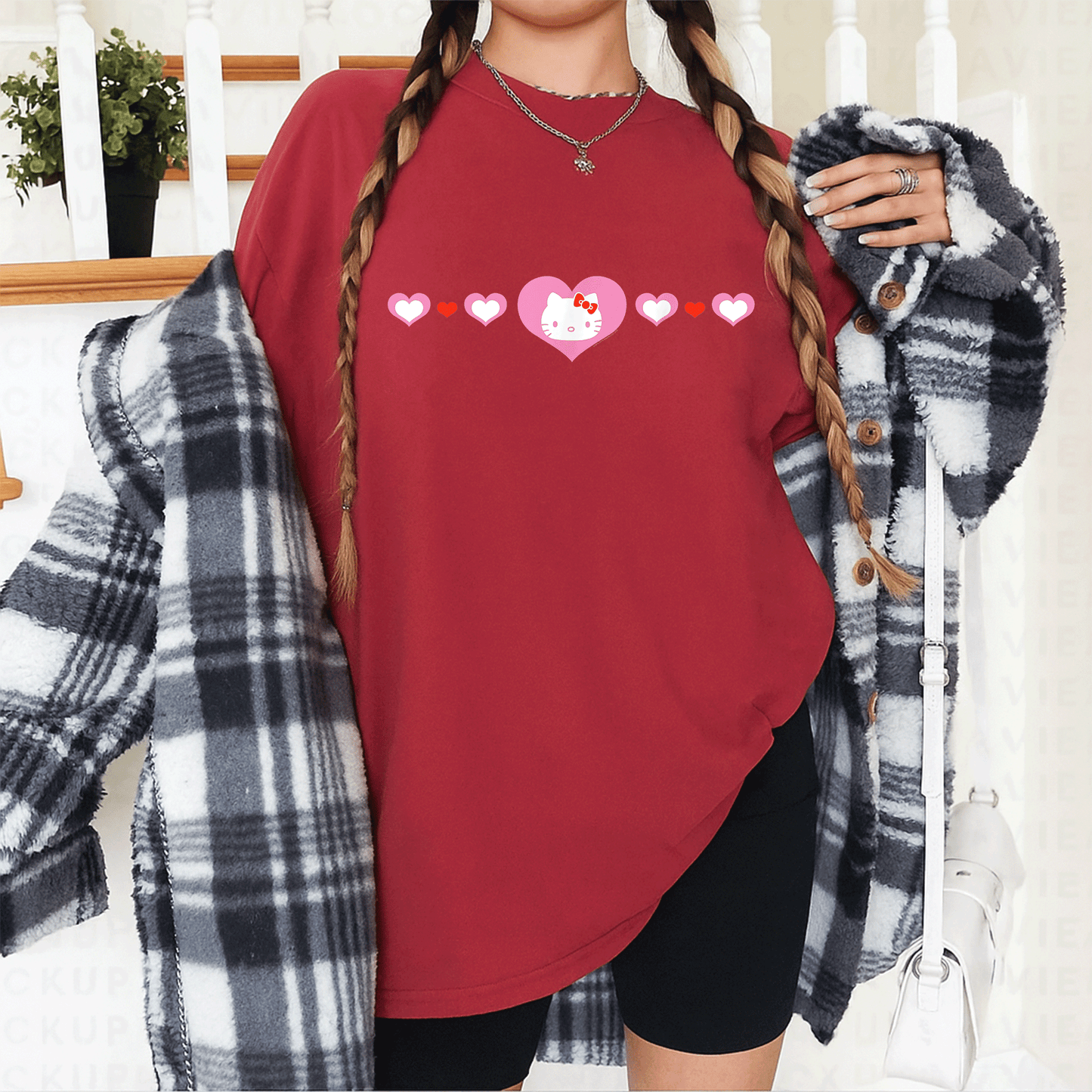 Cute Hello Kitty Hearts T-Shirt for Kids and Adults, Adorable Cartoon Design Perfect for Everyday Wear and Gifts - 12