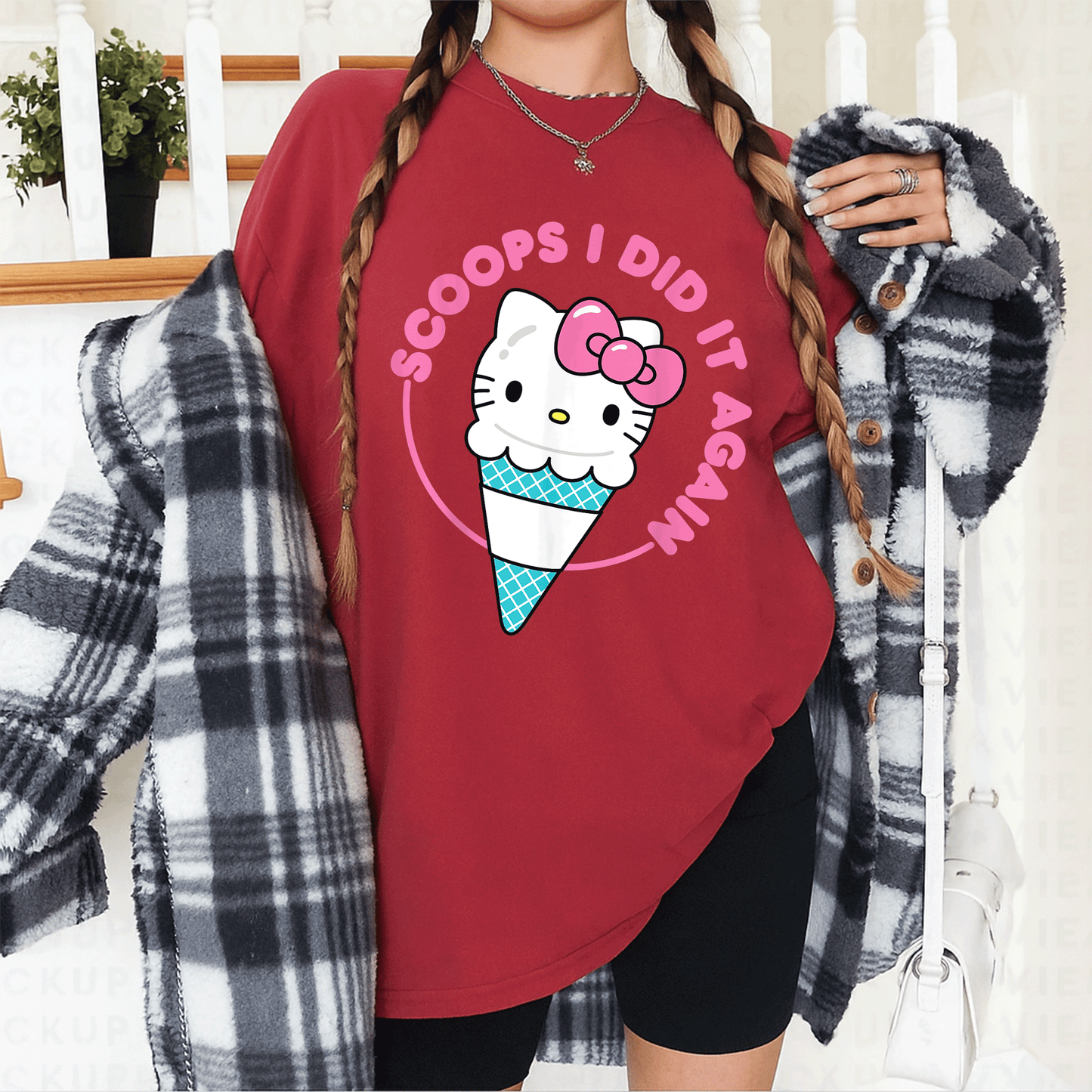 Cute Hello Kitty Ice Cream Cone Scoops I Did It Again T-Shirt for Kids and Adults - Sweet and Stylish Summer Fashion - 12