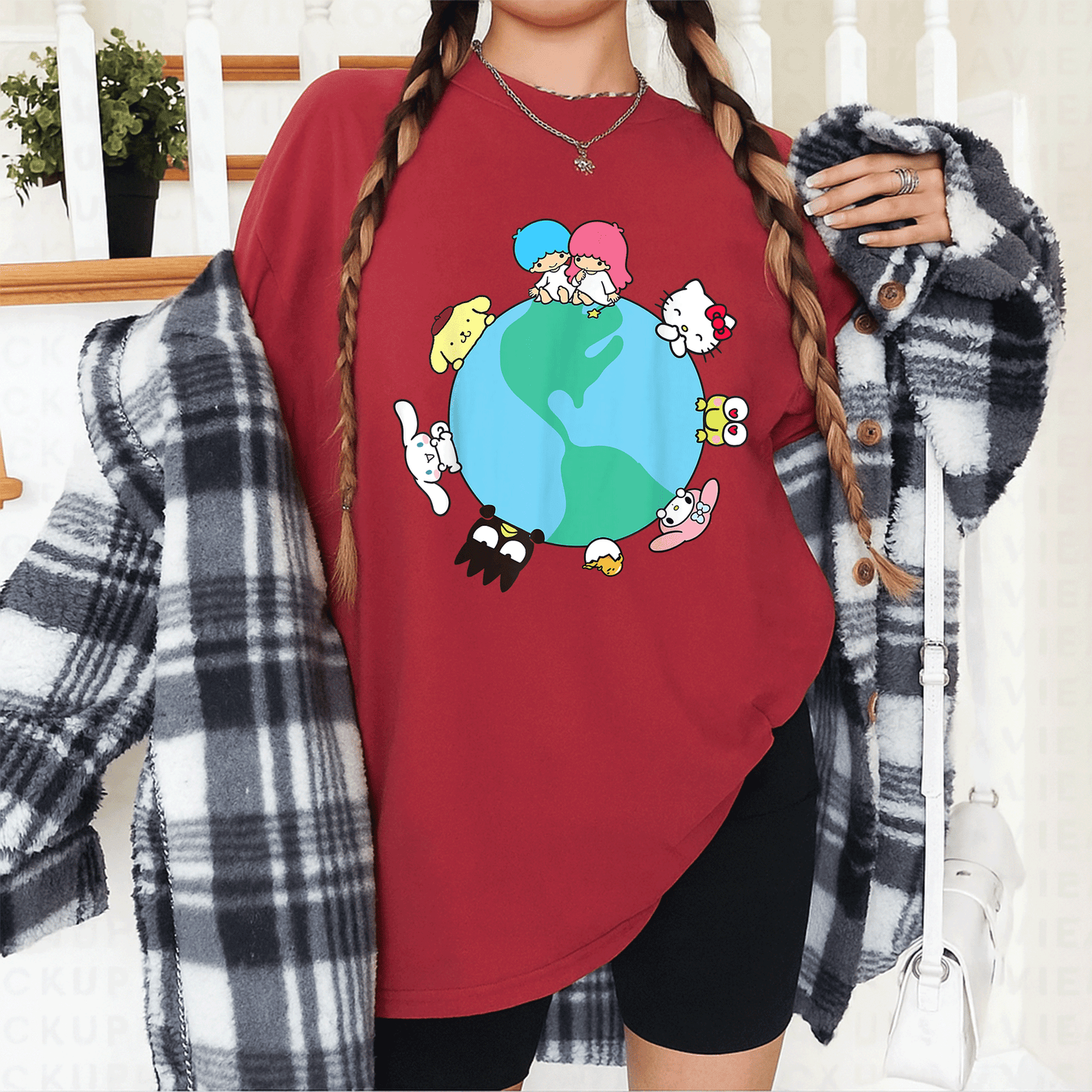Cute Hello Kitty and Friends Sanrio Earth T-Shirt - Stylish Graphic Tee for Kids and Adults, Perfect for Daily Wear and Gifts - 12