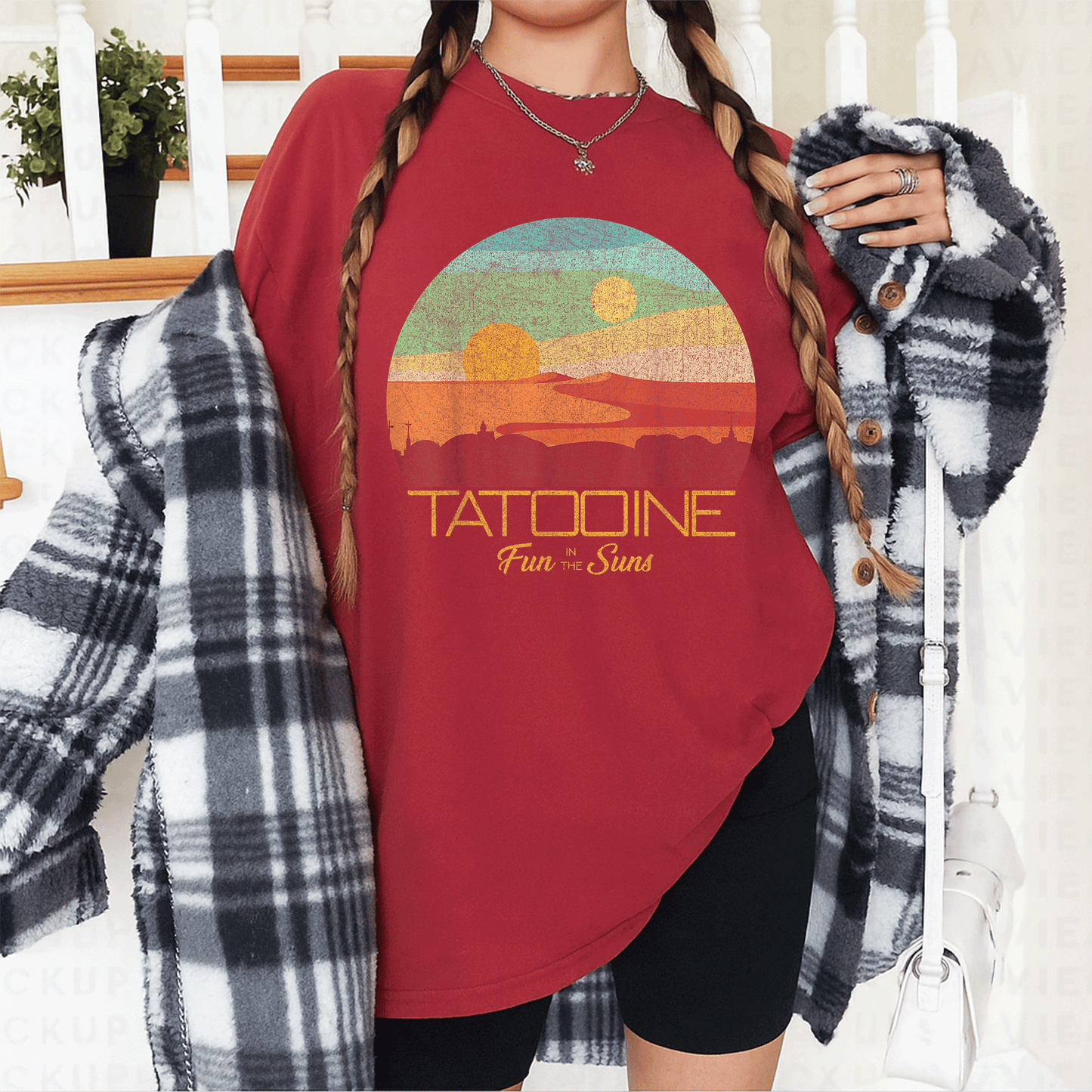 Star Wars Tatooine Postcard T-Shirt featuring Iconic Desert Landscape - Perfect Gift for Fans and Collectors - 12