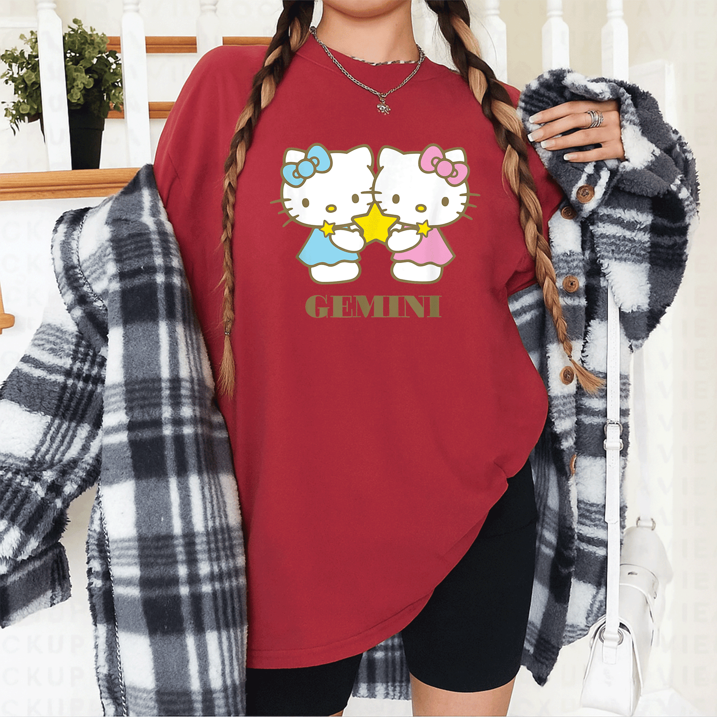 Cute Hello Kitty Gemini Zodiac T-Shirt for Women, Fun Astrological Graphics, Perfect Gift for Gemini Fans and Hello Kitty Lovers - 12