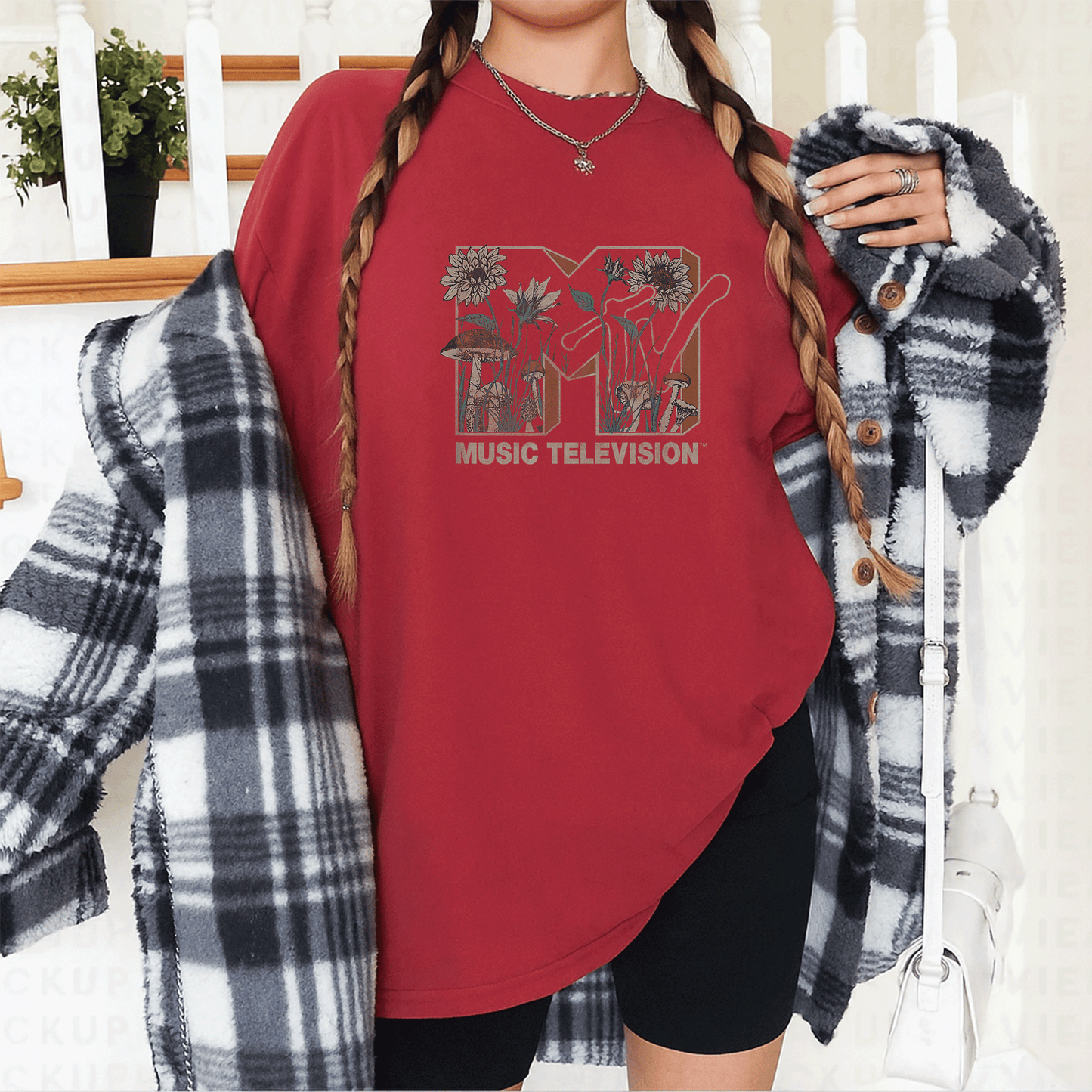 MTV Wild Flower Mushrooms Logo T-Shirt for Music Lovers - Trendy and Unique Graphic Tee for Creative Styles - 12