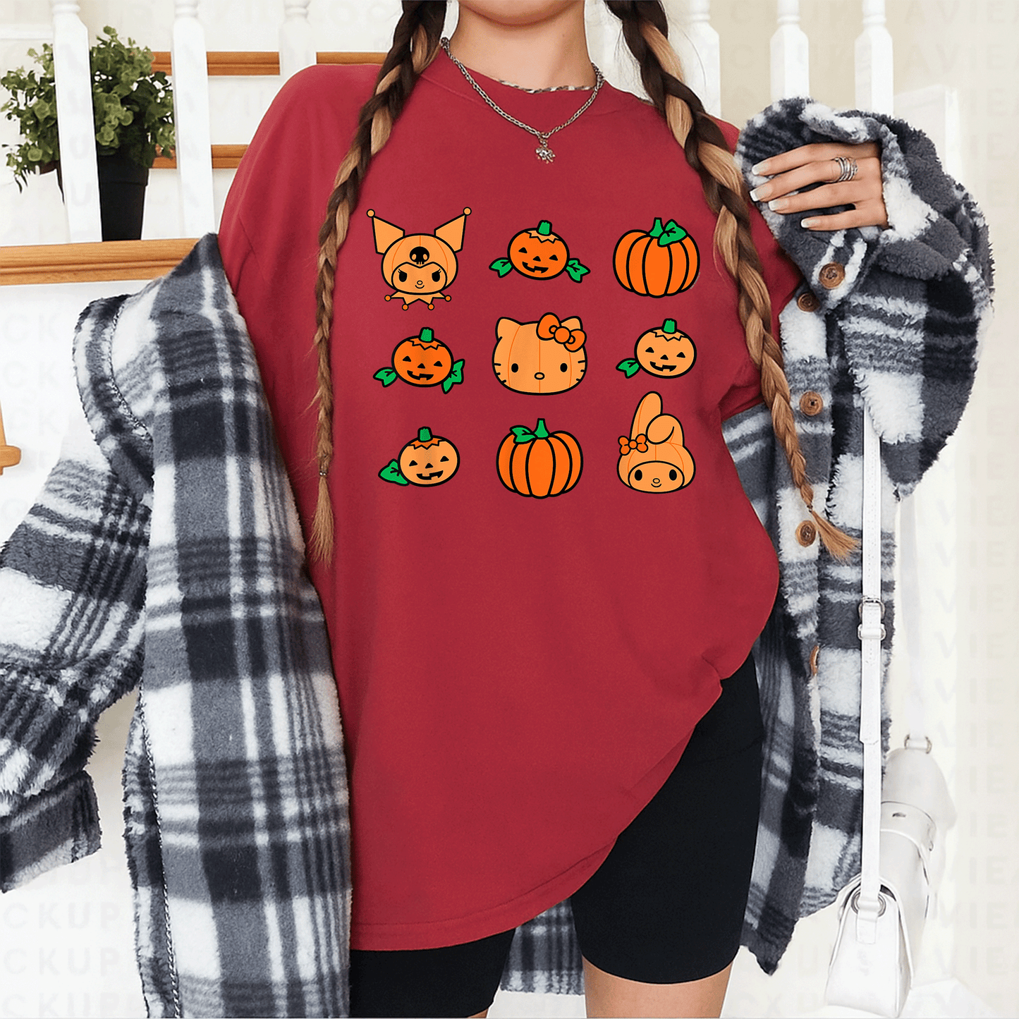 Cute Hello Kitty My Melody Kuromi Pumpkins Halloween T-Shirt for Kids and Adults - Fun Festive Style for All Celebrations - 12