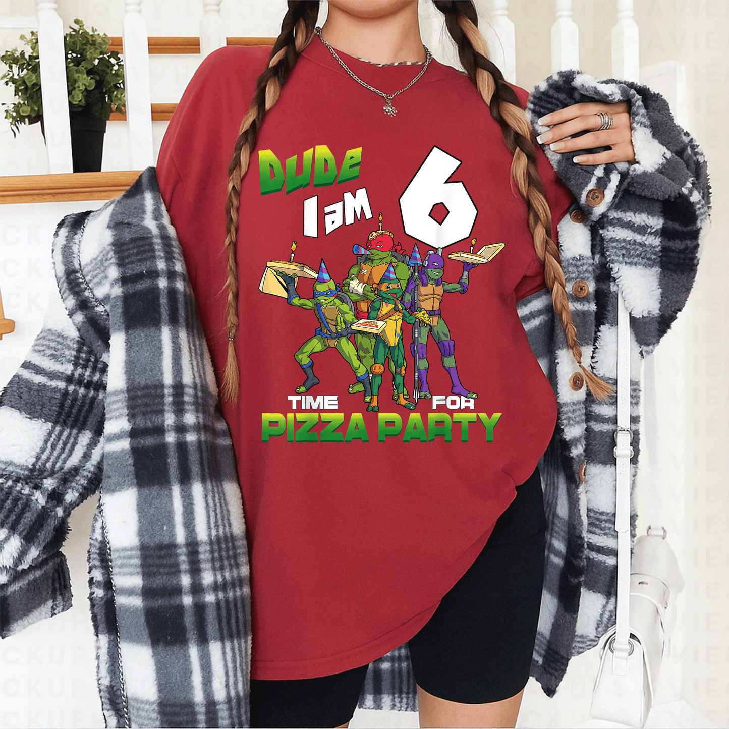 Cool Teenage Mutant Ninja Turtles Birthday T-Shirt for Boys - Dude I am 6 Years Old Pizza Party Style Fun Tee - 12