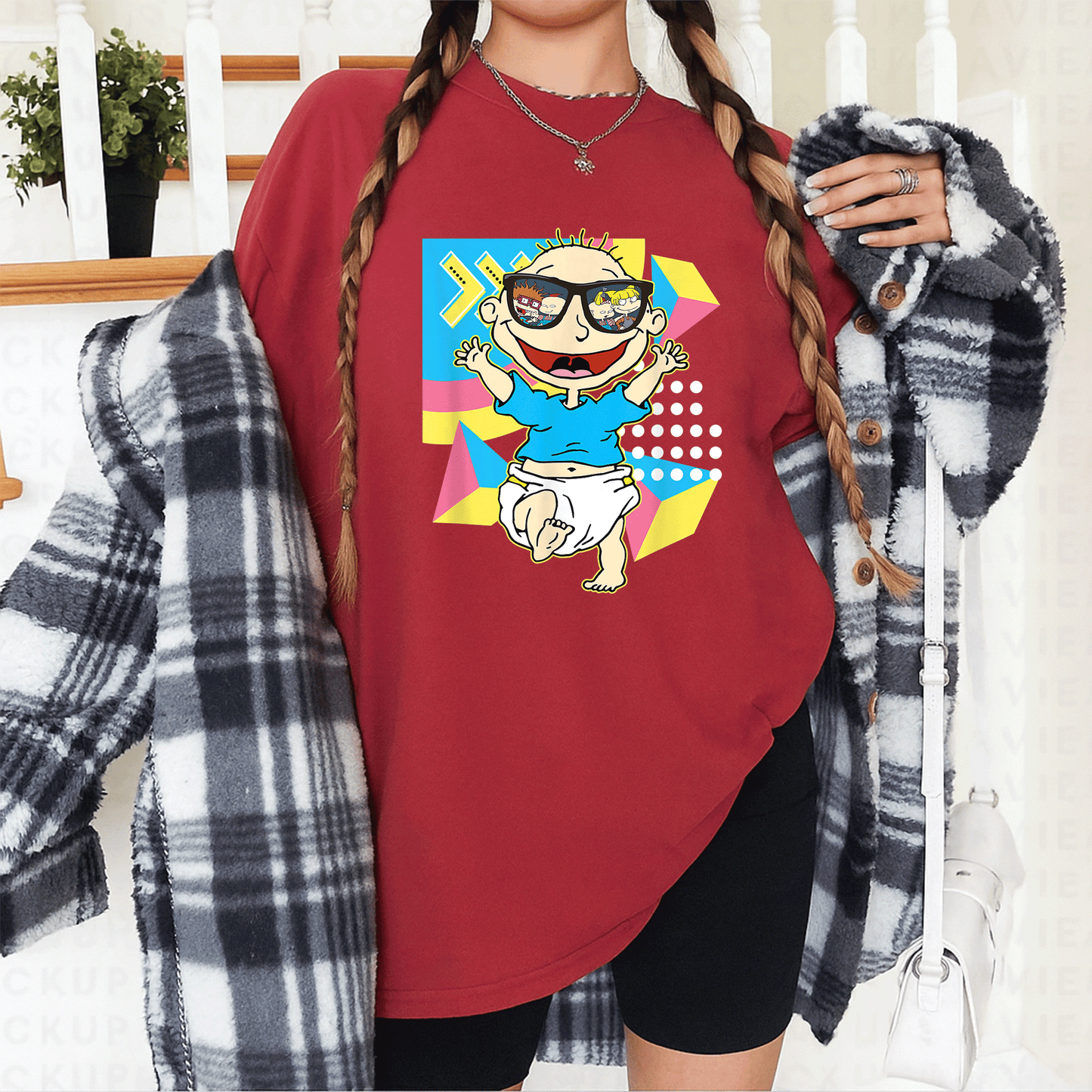 Mademark x Rugrats Tommy Pickles Sunglasses Reflection T-Shirt Perfect for Fans of Iconic 90s Cartoon Nostalgia and Style - 12