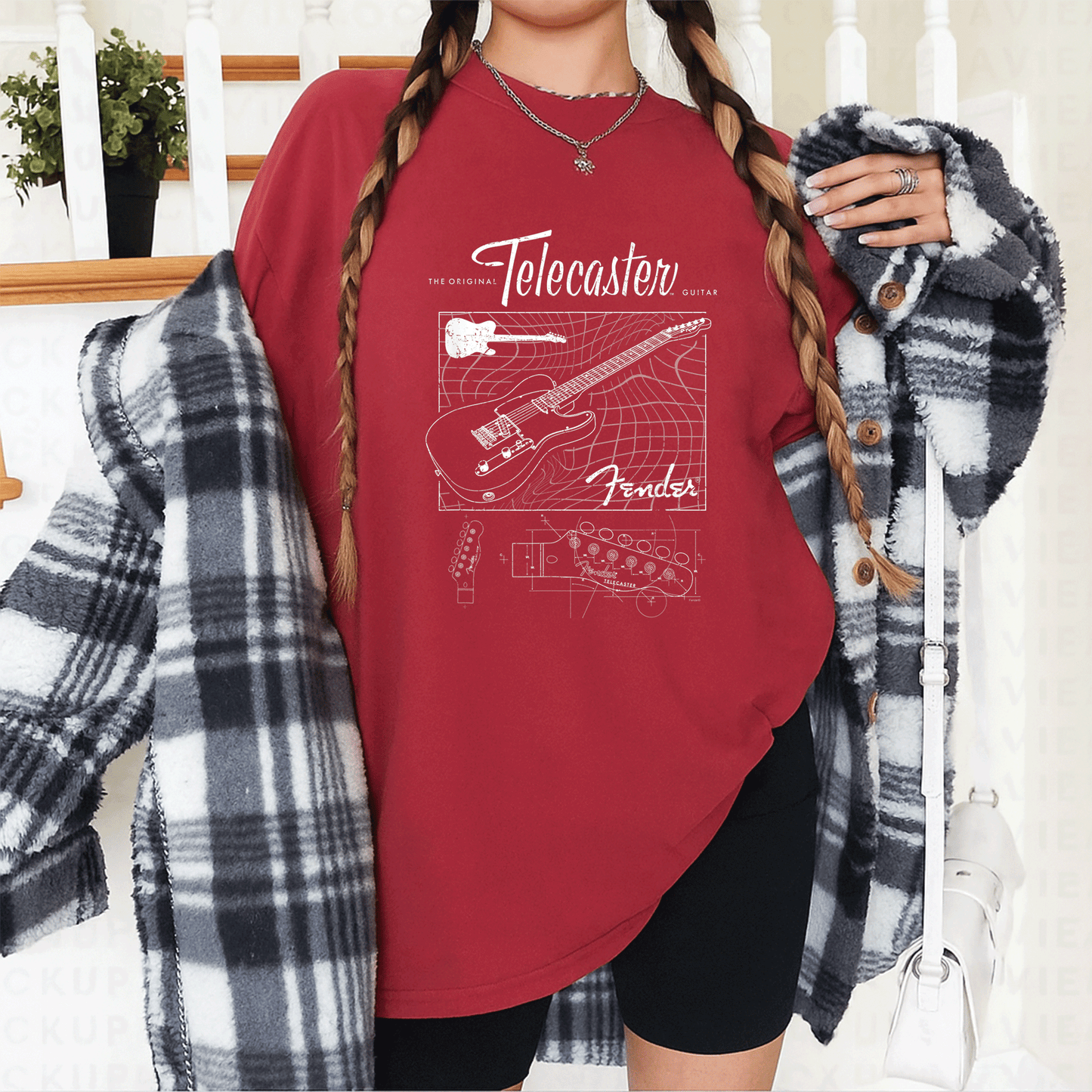 Fender Original Telecaster Guitar Schematic Poster T-Shirt for Music Lovers and Guitar Enthusiasts, Stylish and Unique Design - 12