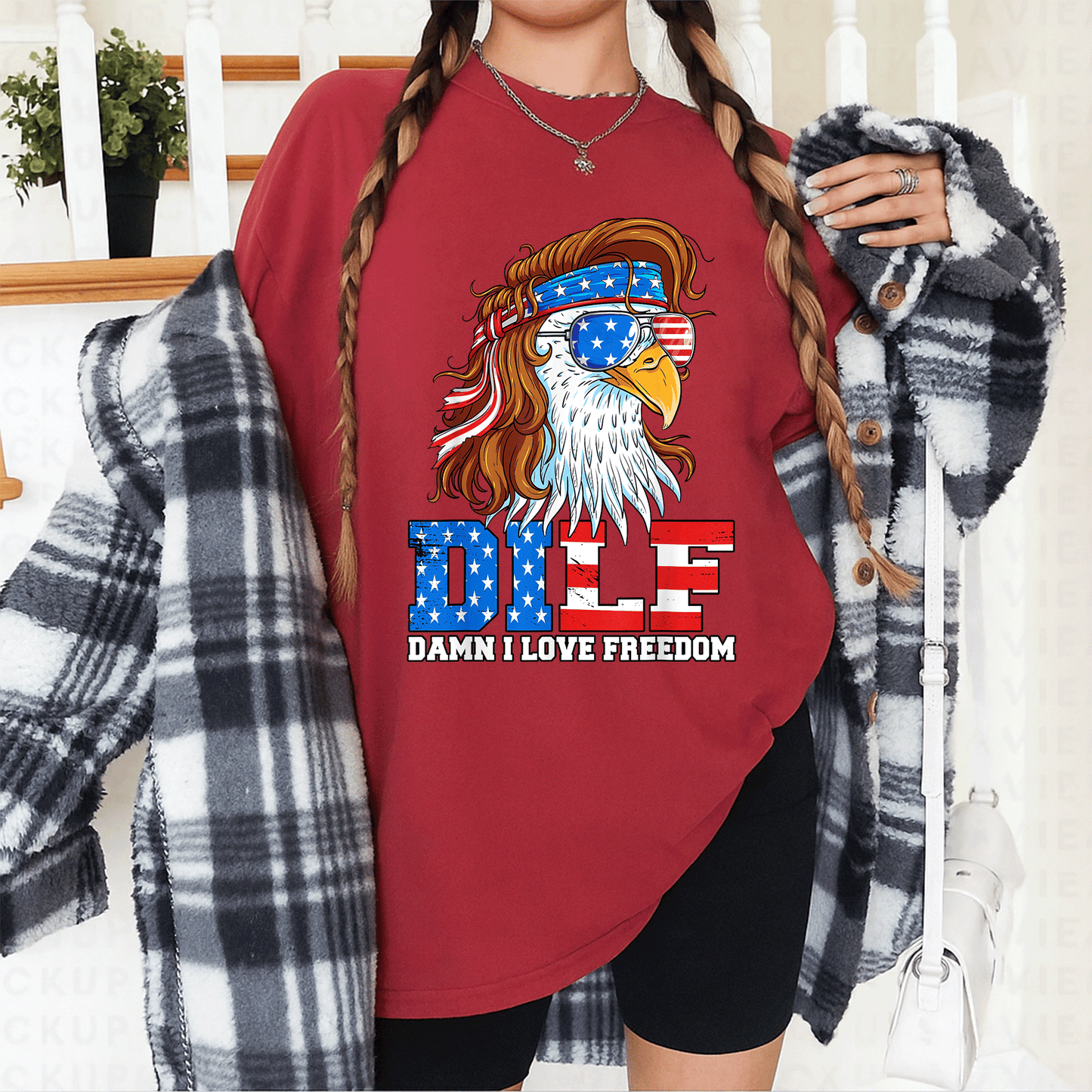 Funny DILF Damn I Love Freedom Eagle T-Shirt for Patriotic 4th of July Celebrations - Perfect Gift for Dad! - 12