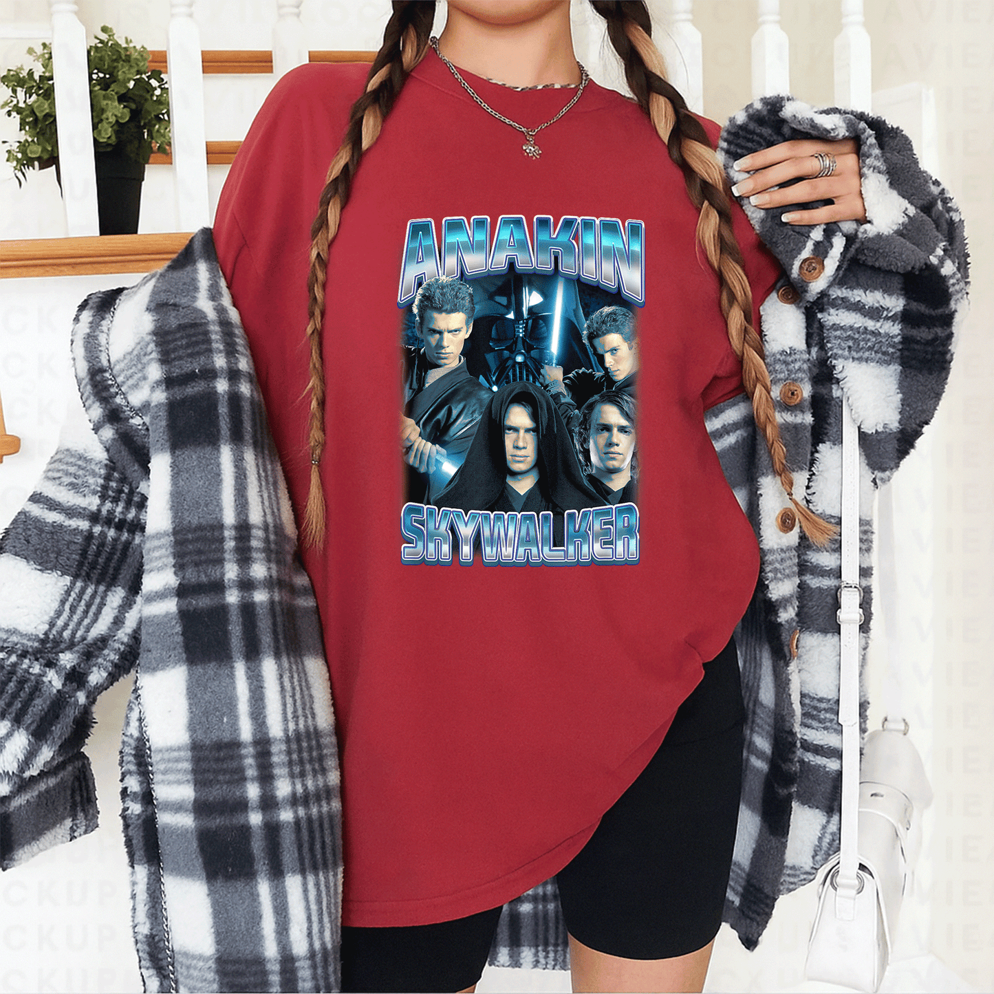 Star Wars Classic Anakin Skywalker Photo Collage Poster T-Shirt for Fans - Stylish Graphic Tee Celebrating Iconic Sith Lord - 12