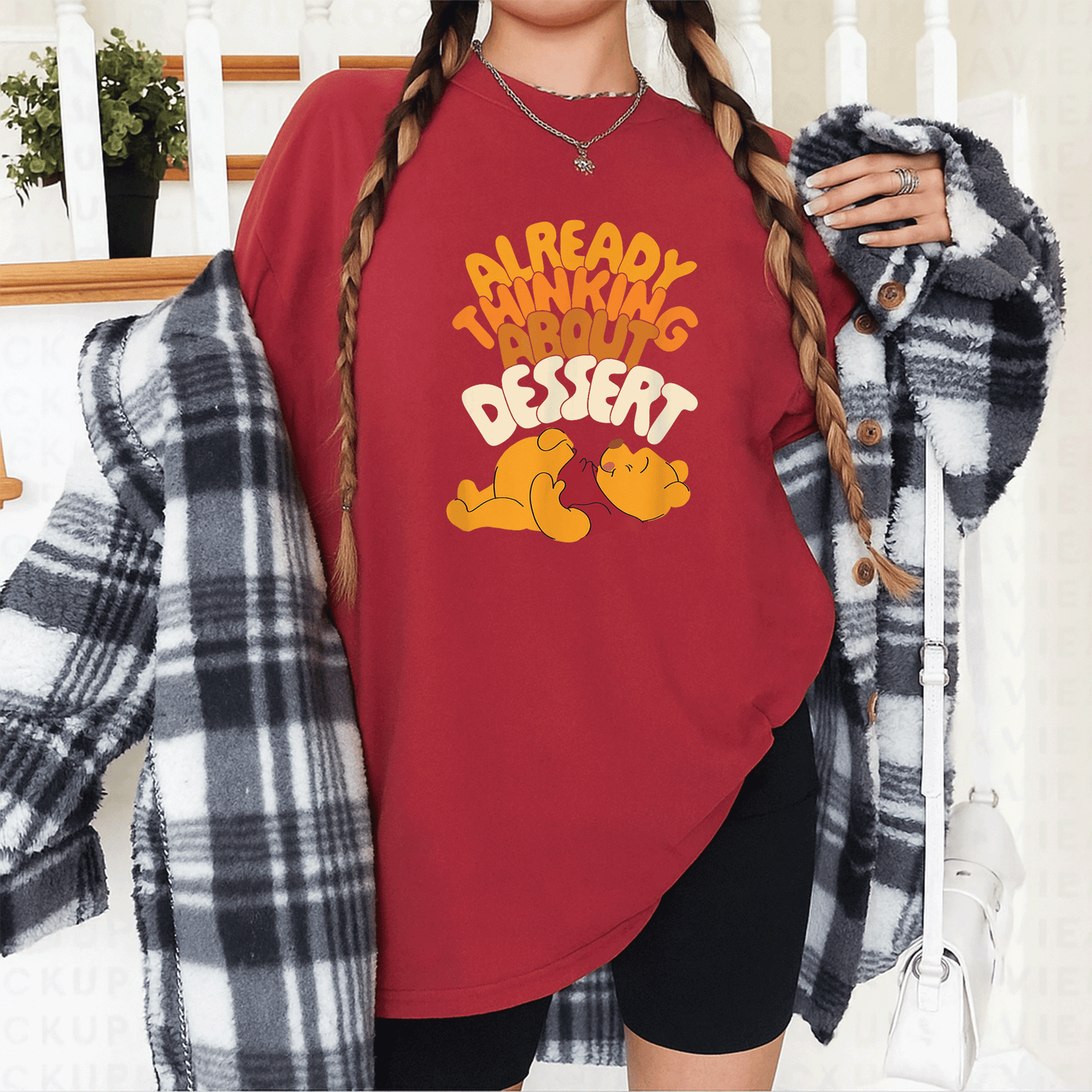 Cute Amazon Essentials Winnie the Pooh Thanksgiving T-Shirt Perfect for Dessert Lovers and Family Celebrations - 12