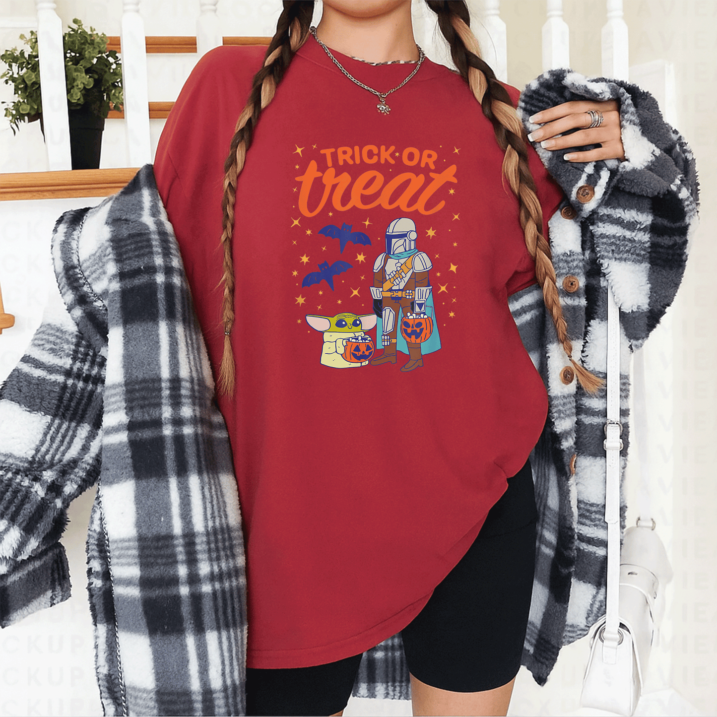 Mandalorian Grogu Halloween Trick or Treat T-Shirt for Kids, Cute and Fun T-Shirt for Star Wars Fans, Perfect Costume Tee - 12