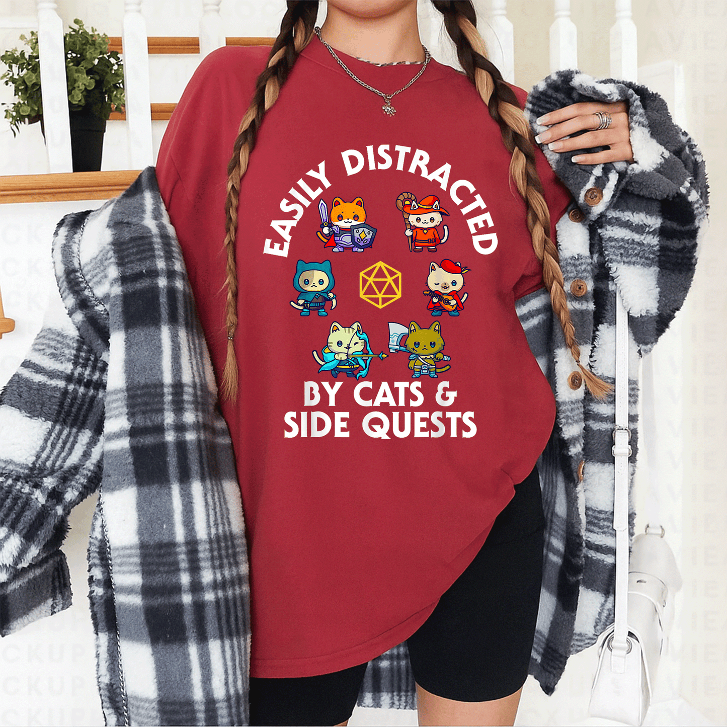 RPG Gamer Cats D20 Dice T-Shirt for Nerdy Geeks - Fun Cat Design for Men, Women, and Kids Who Love Gaming! - 12